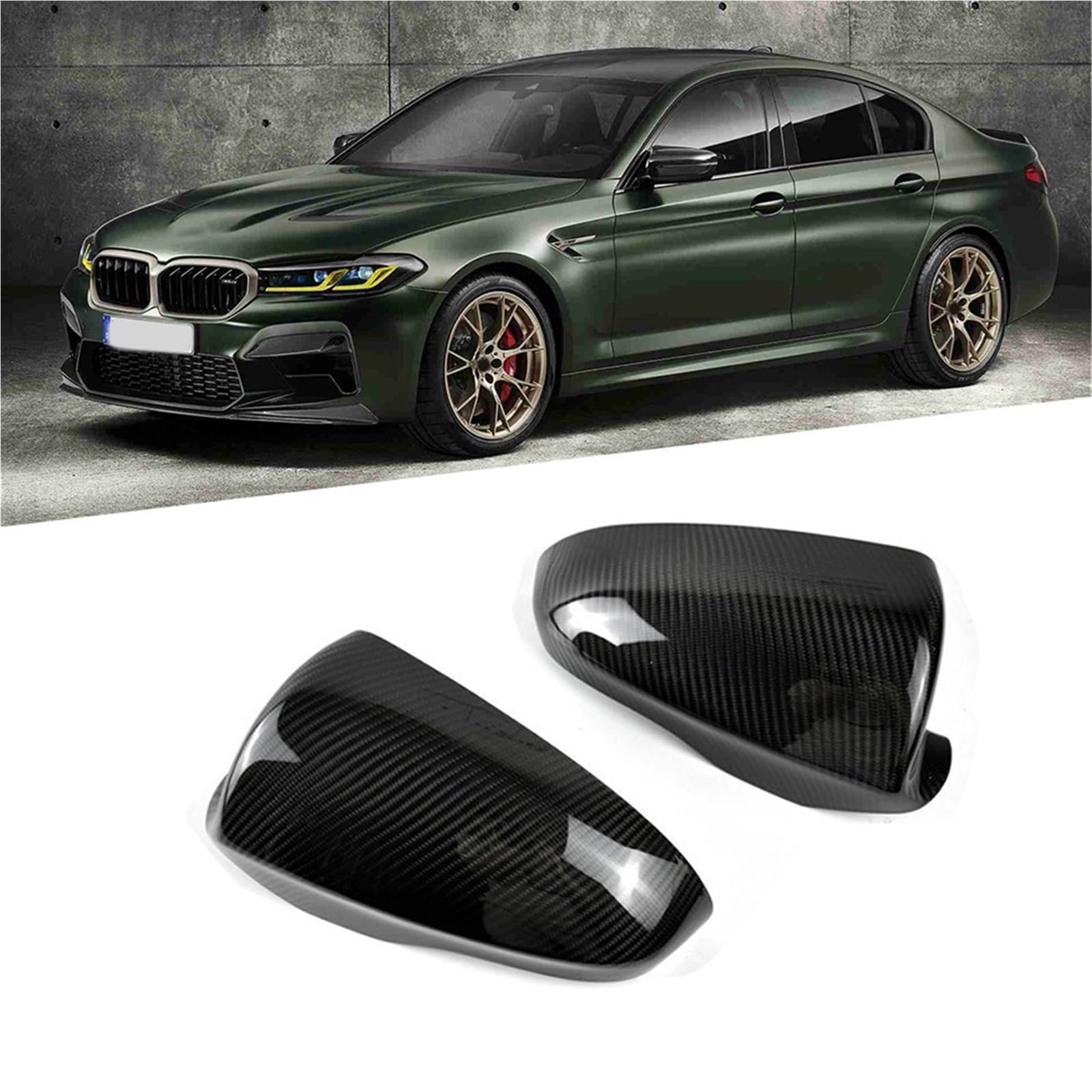 HXYUA Auto Real Carbon Fiber Hinten Spiegel Abdeckung Shell Cap Kompatibel for BMW M5 F10 2012-2016 Seite Flügel Spiegel abdeckung Auto Styling von HXYUA