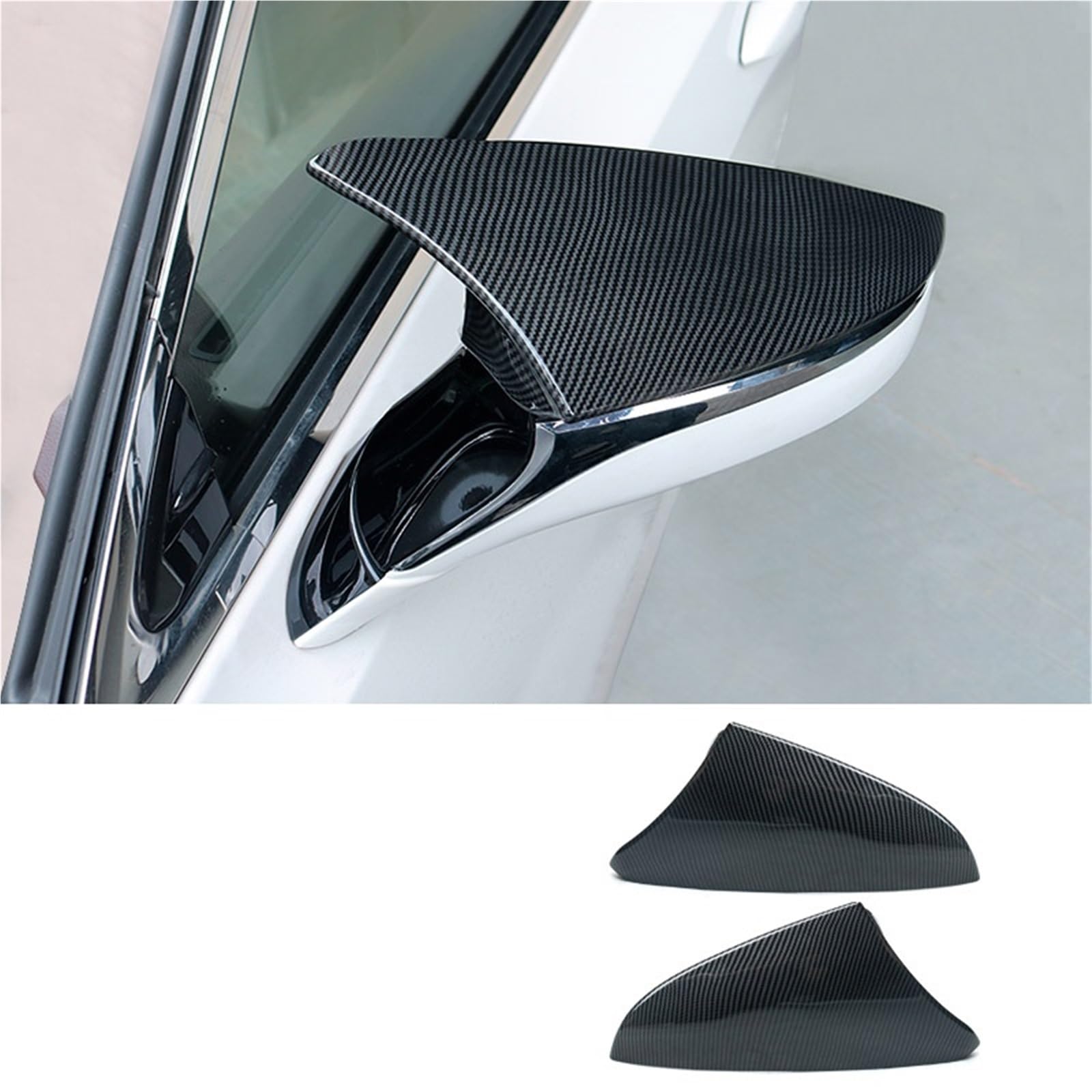 HXYUA Auto-Rückspiegelabdeckung, Oxhorn-Seitenrückspiegelschale, ABS, kompatibel for Lexus ES 200 260 300H 2018–2023, Außenzubehör(CF Style Black1) von HXYUA