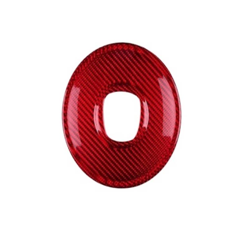 Kompatibel for FIAT 500 2008–2023, Auto-Schwarz-Rot-Mittel-Lenkradabdeckung, Innenverkleidung, Zubehör, Aufkleber aus echter Hartkohlefaser(Red) von HXYUA