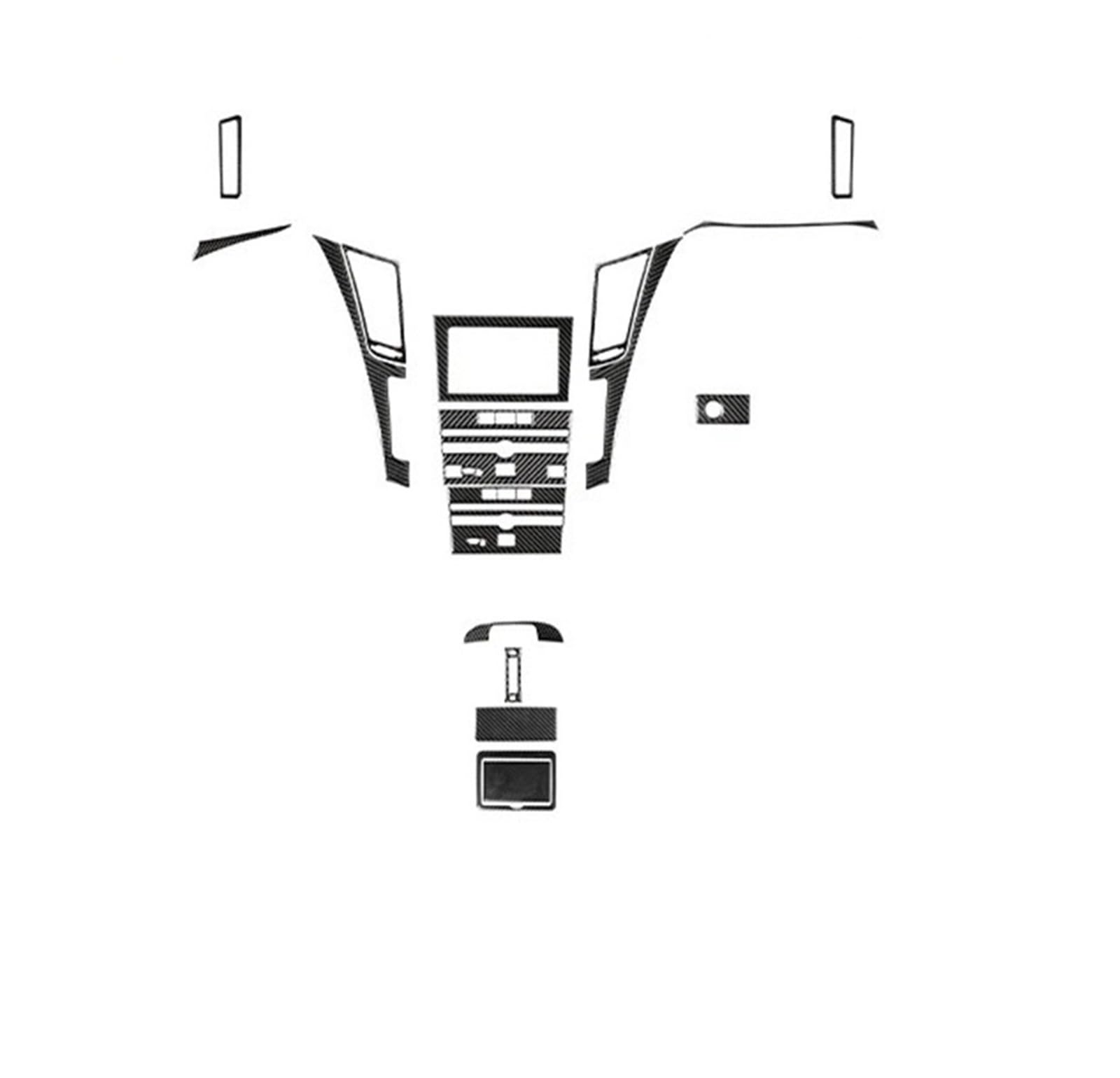 Kompatibel for Infiniti Q50 2014–2020, Zubehör aus Kohlefaser, Innenausstattung, Auto-Center-Steuerung, Luftauslass, seitliches Set, Zieraufkleber, Dekoration(17 Piece-LHD) von HXYUA