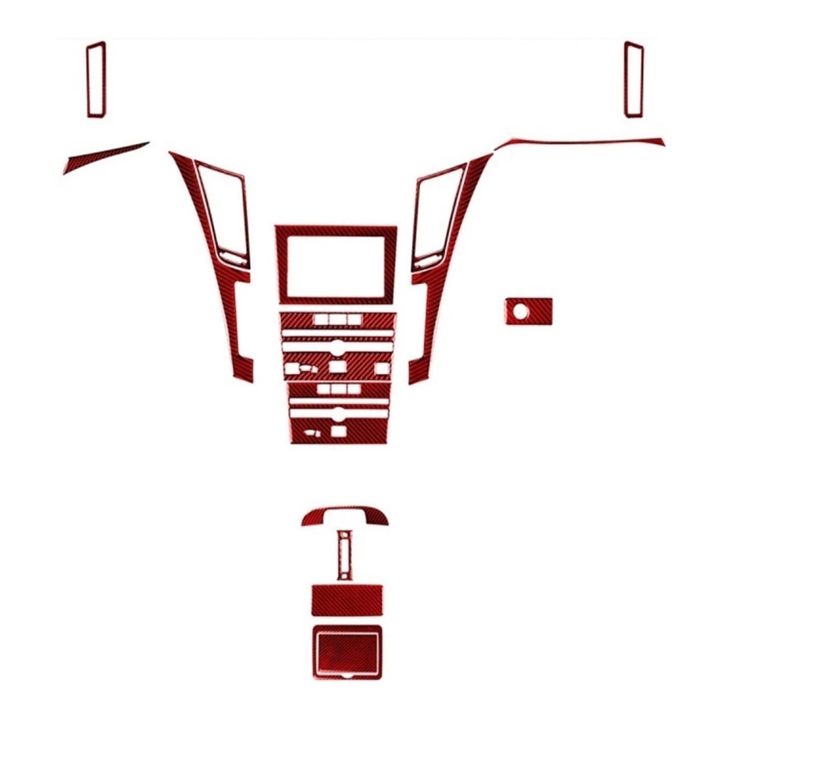 Kompatibel for Infiniti Q50 2014–2020, Zubehör aus Kohlefaser, Innenausstattung, Auto-Center-Steuerung, Luftauslass, seitliches Set, Zieraufkleber, Dekoration(Red 17 Piece-LHD) von HXYUA