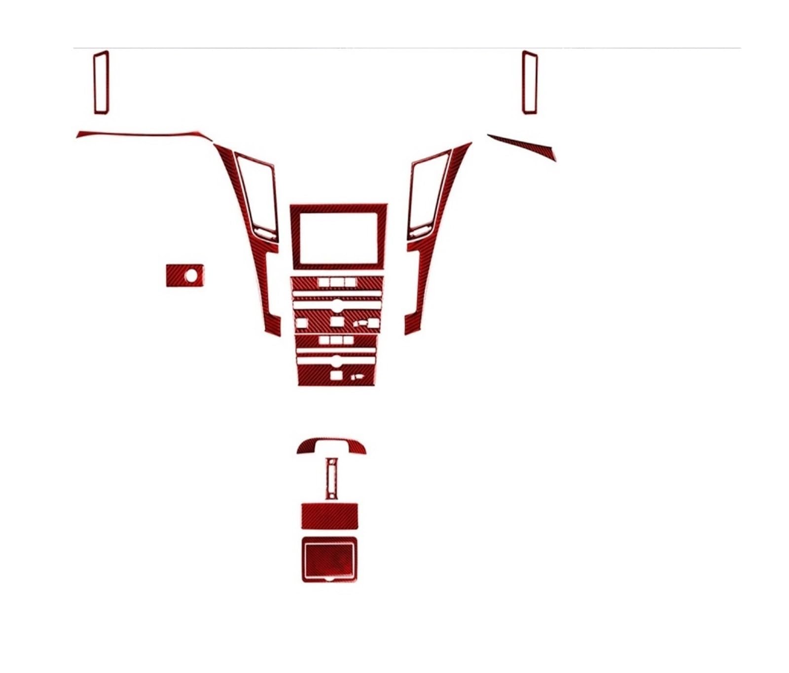 Kompatibel for Infiniti Q50 2014–2020, Zubehör aus Kohlefaser, Innenausstattung, Auto-Center-Steuerung, Luftauslass, seitliches Set, Zieraufkleber, Dekoration(Red 17 Piece-RHD) von HXYUA