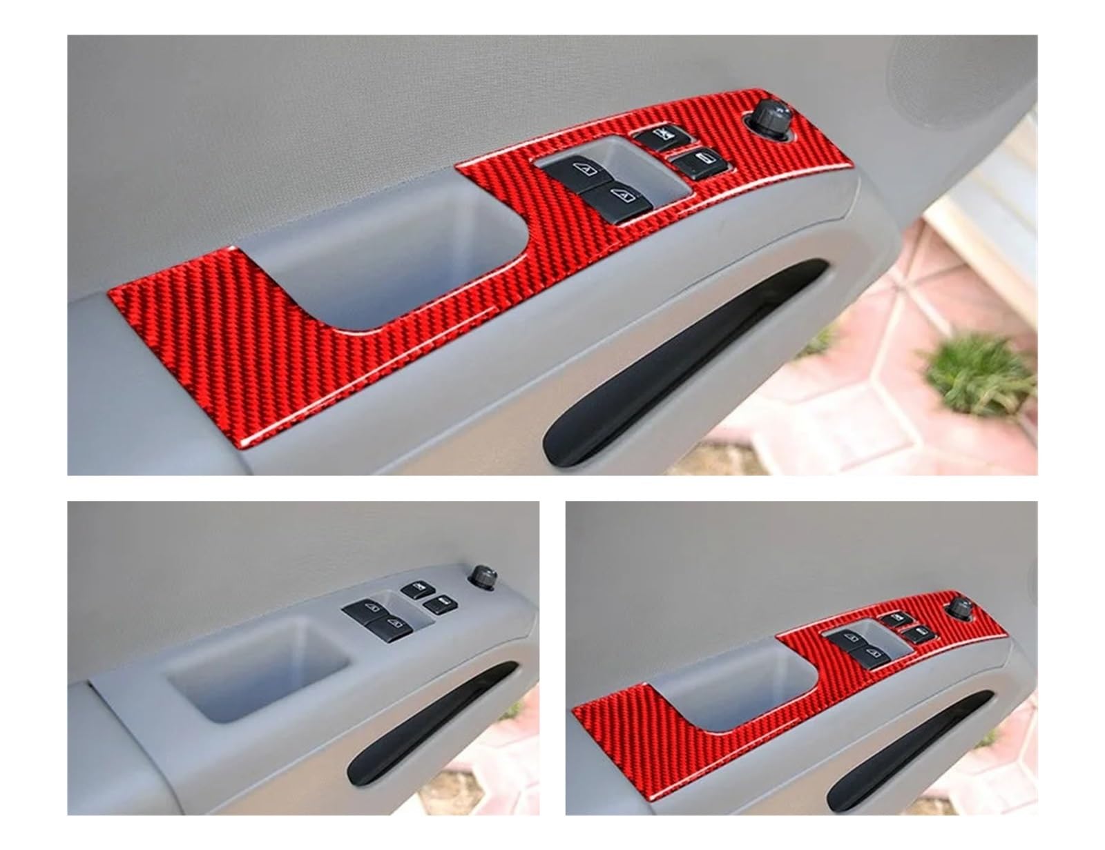 Kompatibel for Nissan 350Z Z33 2003–2009, rot, echte Kohlefaser, andere Innenausstattung, Fenster-Seitenrahmen-Trim-Aufkleber, Auto-Styling(Window Trim RHD) von HXYUA