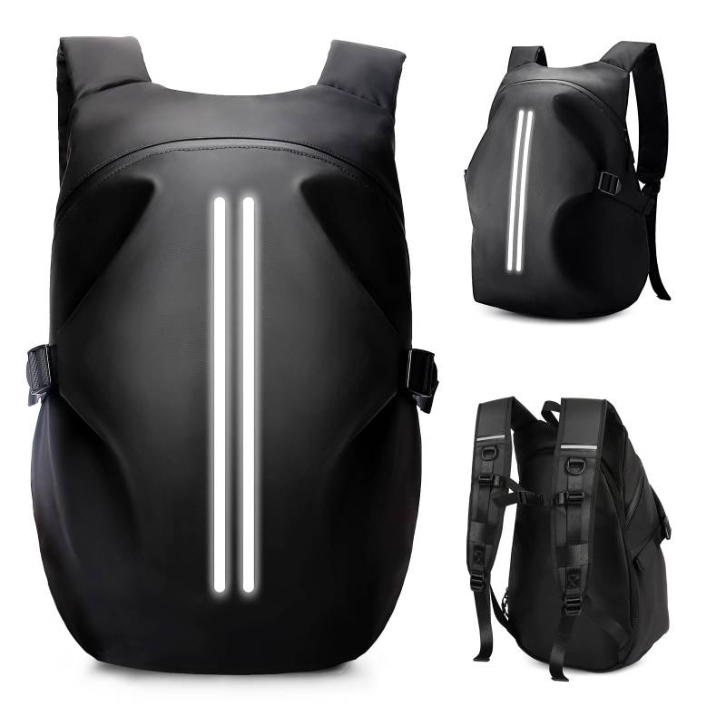 HYC00 Motorradrucksäcke für Herren, wasserdichter Helmrucksack, Motorradzubehör, Laptoptaschen, Reiserucksäcke, Schultaschen für Studenten,Schwarz L von HYC00