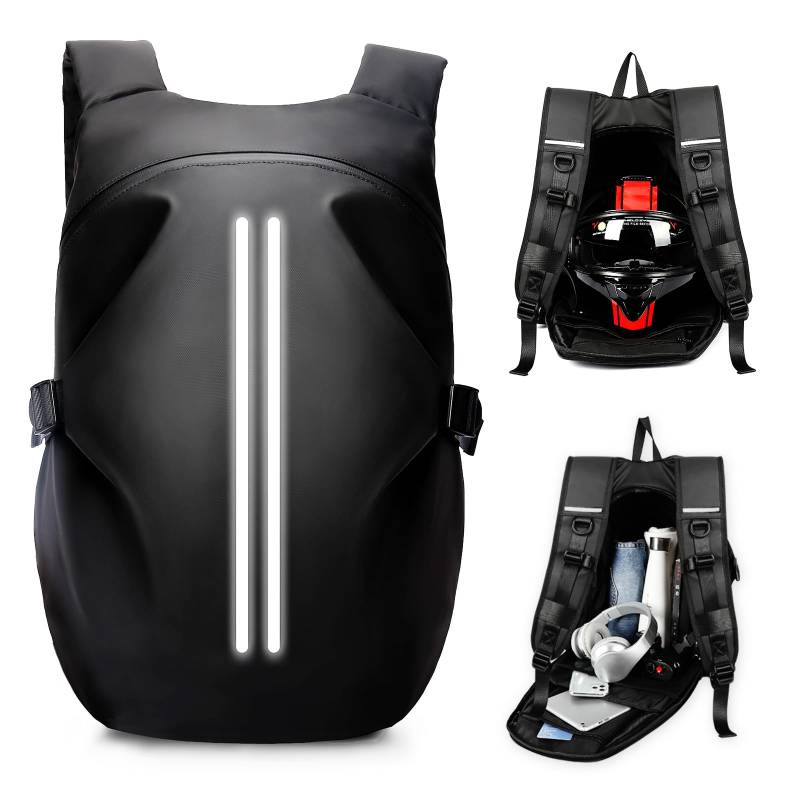 HYC00 Motorradrucksäcke für Herren, wasserdichter Helmrucksack, Motorradzubehör, Laptoptaschen, Reiserucksäcke, Schultaschen für Studenten von HYC00