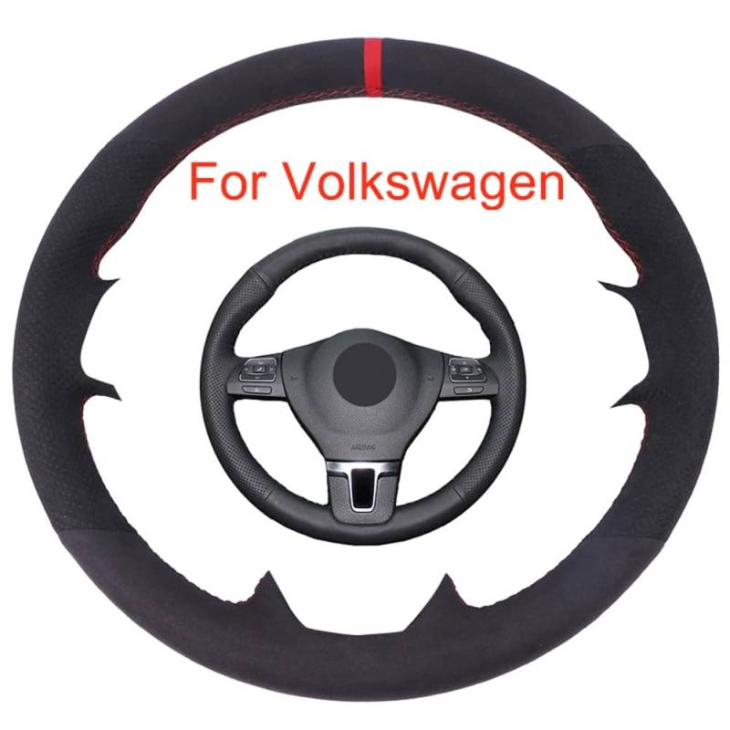 Autolenkradabdeckung, Für VW, Für Golf, Für Tiguan, Für Passat B7 CC, Für Touran, Für Jetta Mk6 Magotan Sagitar Wildledergeflecht, Für Lenkrad von HYDIK