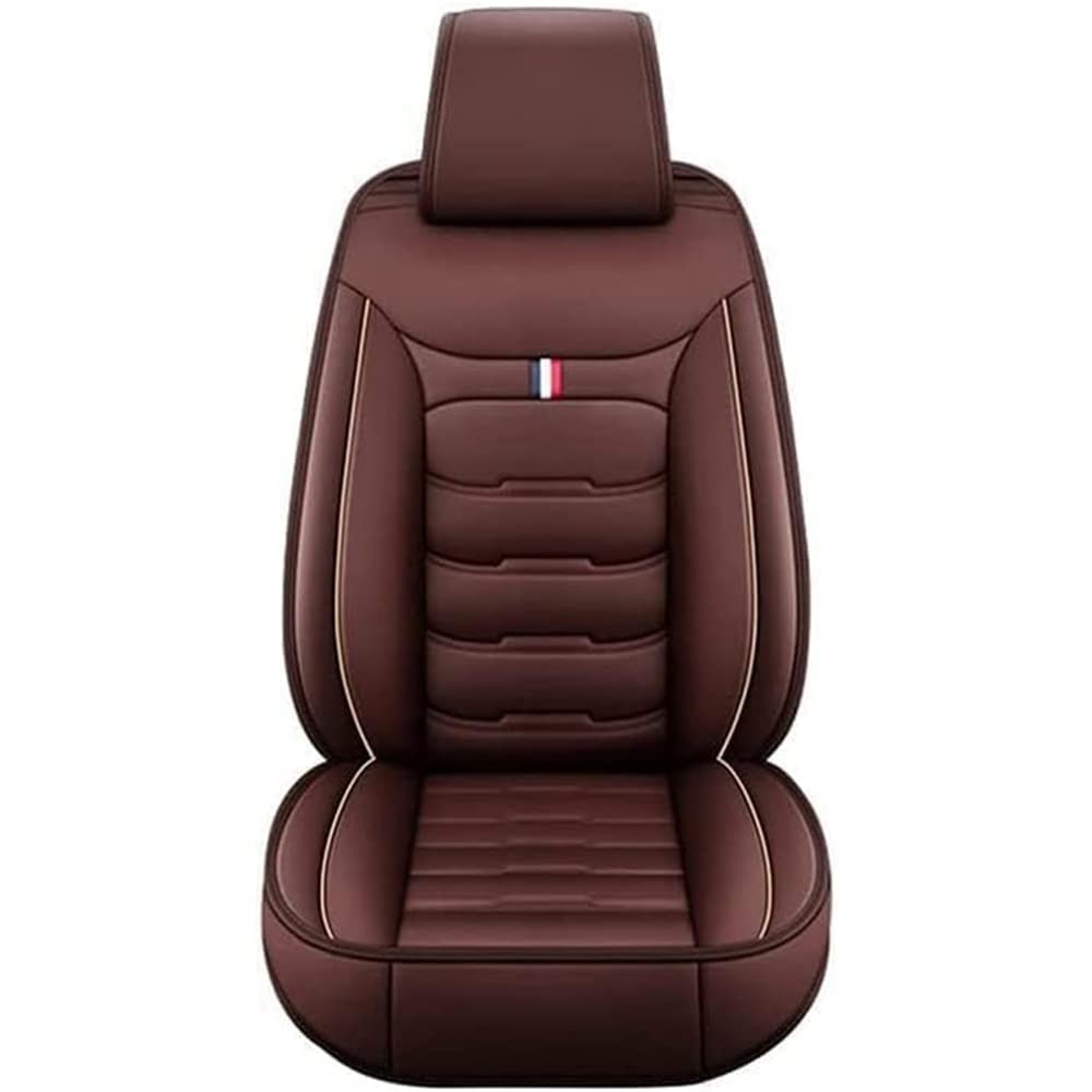 Autositzbezüge für Peugeot 207 CC Coupe Cabrio 2007–2013 2014 2015, PU-Leder-Vordersitz-Schutzbezug, wasserdicht, kompletter Satz Sitzkissenbezug, Zubehör, Standard-Kaffee_E von HYDSBH