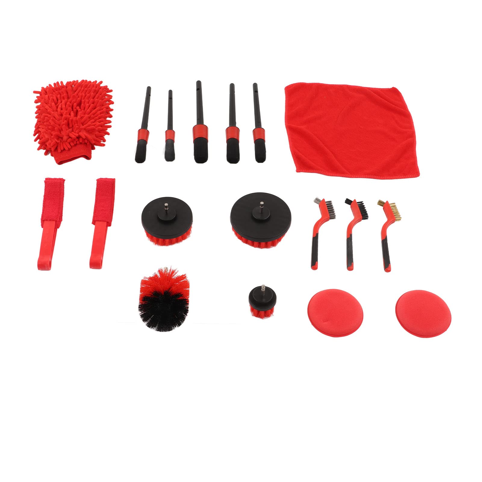 HYEIUIRA 18-teiliges Auto-Reinigungswerkzeug-Set, Detail-Pinsel-Set, Faserhandschuhe, Handtuch, Polierpad für Auto, Innen- und Außenwäsche von HYEIUIRA