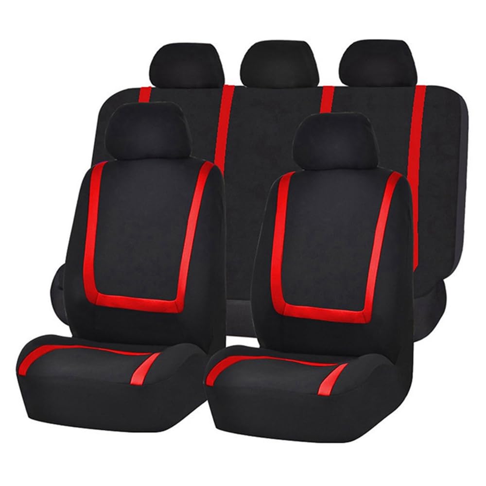 HYGGLY 9 Stück Auto Sitzbezüge Universal Sets für Suzuki Swift MZ/EZ 2005-2010, Autositzbezüge Atmungsaktiv Bequem Schonbezug Set Sitzkissenschutz,Black_Red/A von HYGGLY