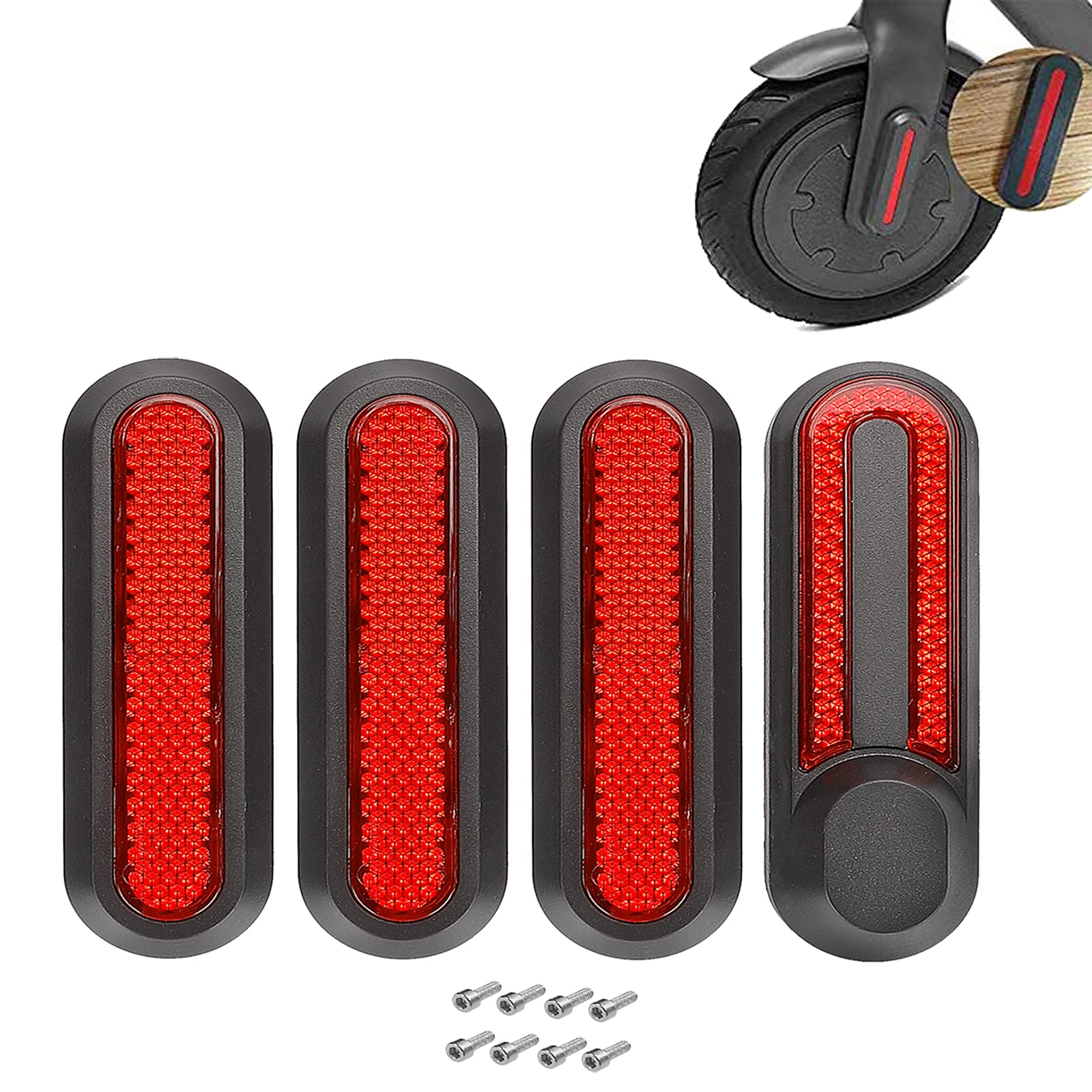 TMOM 4 Stück Kunststoff-Radkappen mit reflektierendem Band für Xiaomi M365/Pro/Pro2/Essential 1S Seitenradabdeckung und Ersatz-Sticker für Roller (rot) von HYGJ