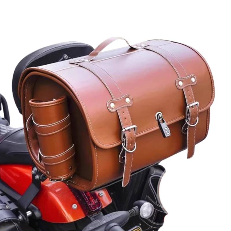 HYJHS Motorrad Hecktasche für Aprilia Atlantic 300 2010 2011 2012 2013, Leder Abnehmba wasserdichte Motorrad Satteltasche, Multifunktional Motorrad Hecksitztasche,A-Brown von HYJHS