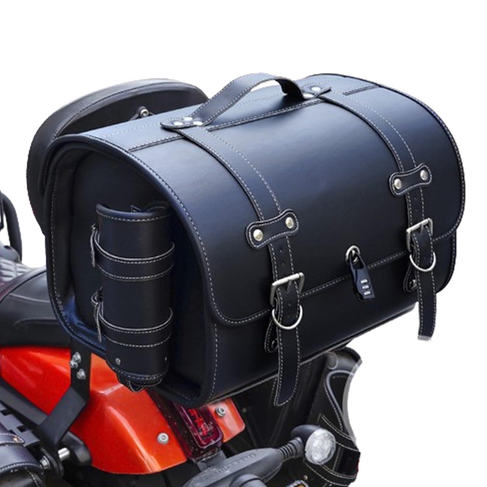 HYJHS Motorrad Hecktasche für Aprilia Dorsoduro 750 900 1200 SMV750, Leder Abnehmba wasserdichte Motorrad Satteltasche, Multifunktional Motorrad Hecksitztasche,A-Black von HYJHS