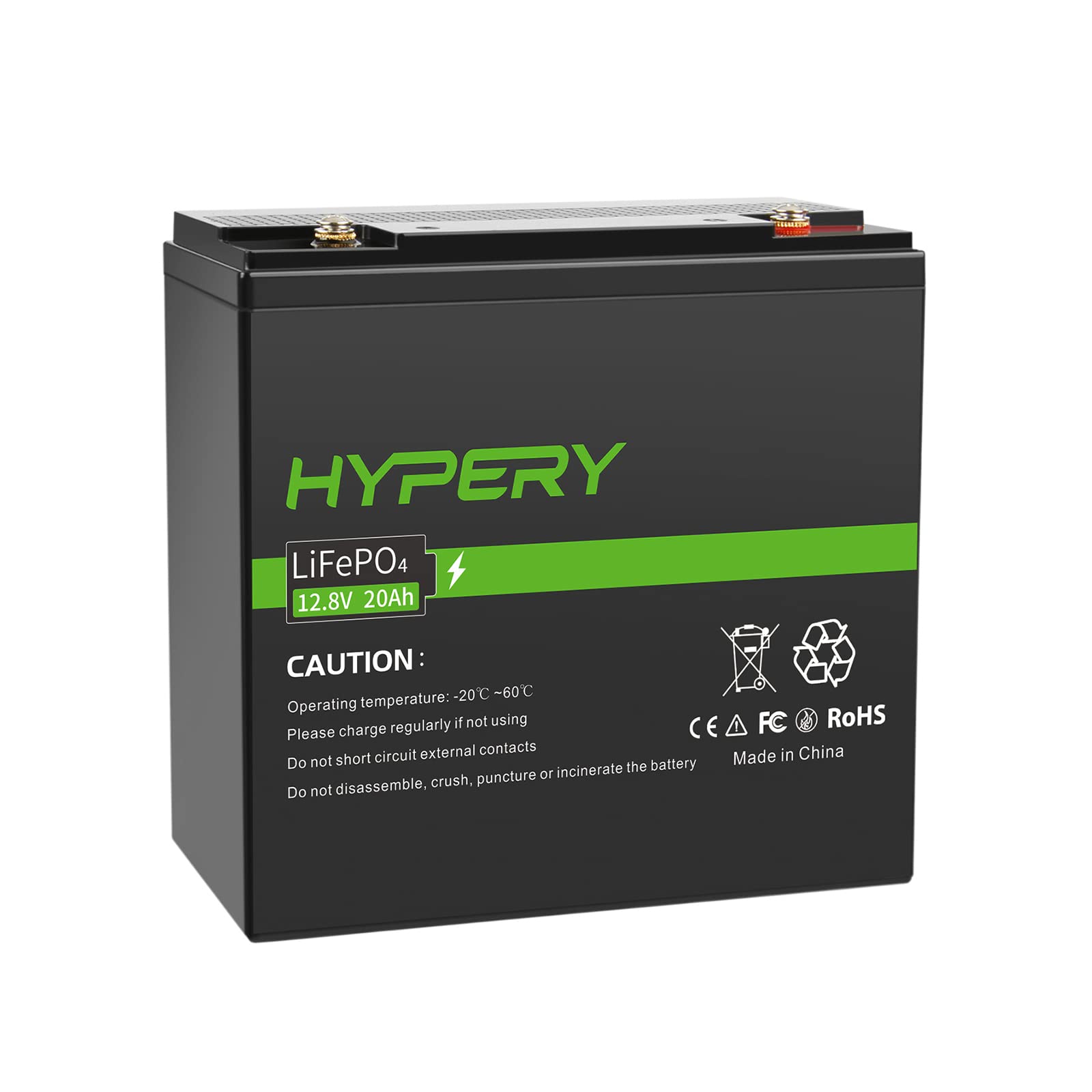 Smart 12V 20Ah LiFePO4 Batterie mit BMS, perfekte Lithium Batterie für Wohnmobile, Golfwagen, Boote und Energiespeicher zu Hause von HYPERY