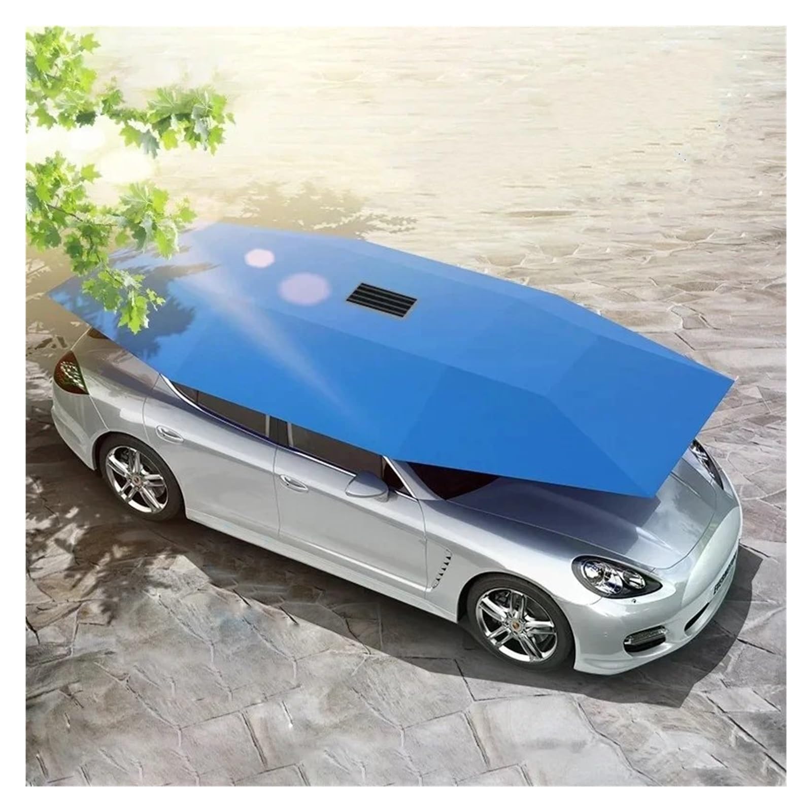 Auto Sichtschutz Fenster 5,0/4,6 M Solarenergie Vollautomatischer Mobiler Auto-Schuppen-Sonnenschirm-Schutz Sonnenschutz-Klappabdeckung Hagelschutz-Regenschirm Sonnenblende(4.6m solar Blue) von HYQHYX