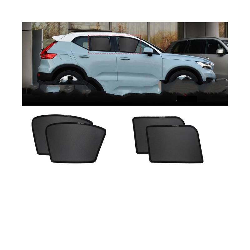 Auto Sichtschutz Fenster Auto Magnetische Seite Heckscheibe Sonnenschutz Für Volvo XC40 V90 Visier Fenster Protector Windschutzscheibe Mesh Rahmen Sonnenblende(A 4pcs) von HYQHYX