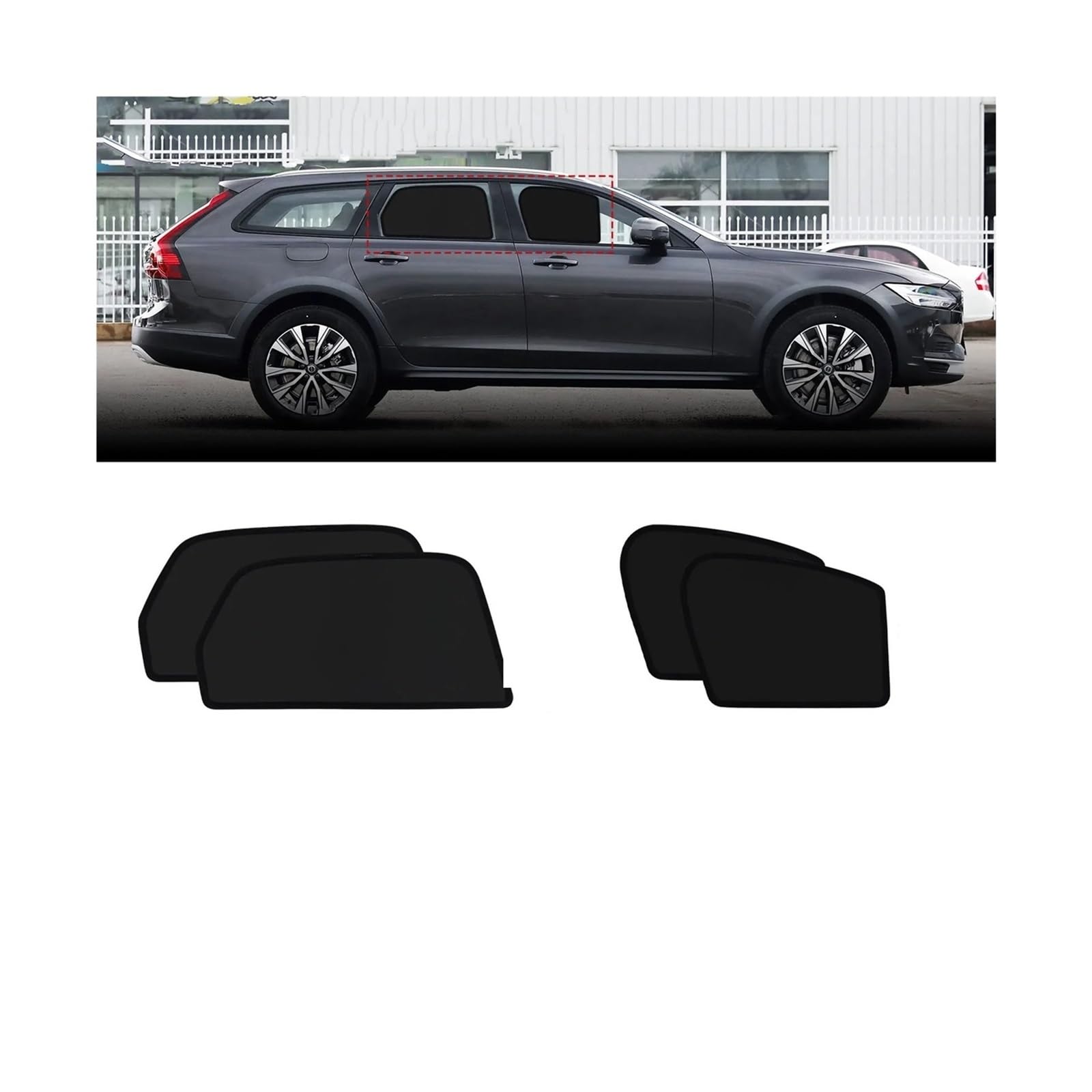 Auto Sichtschutz Fenster Auto Magnetische Seite Heckscheibe Sonnenschutz Für Volvo XC40 V90 Visier Fenster Protector Windschutzscheibe Mesh Rahmen Sonnenblende(B 4piece) von HYQHYX