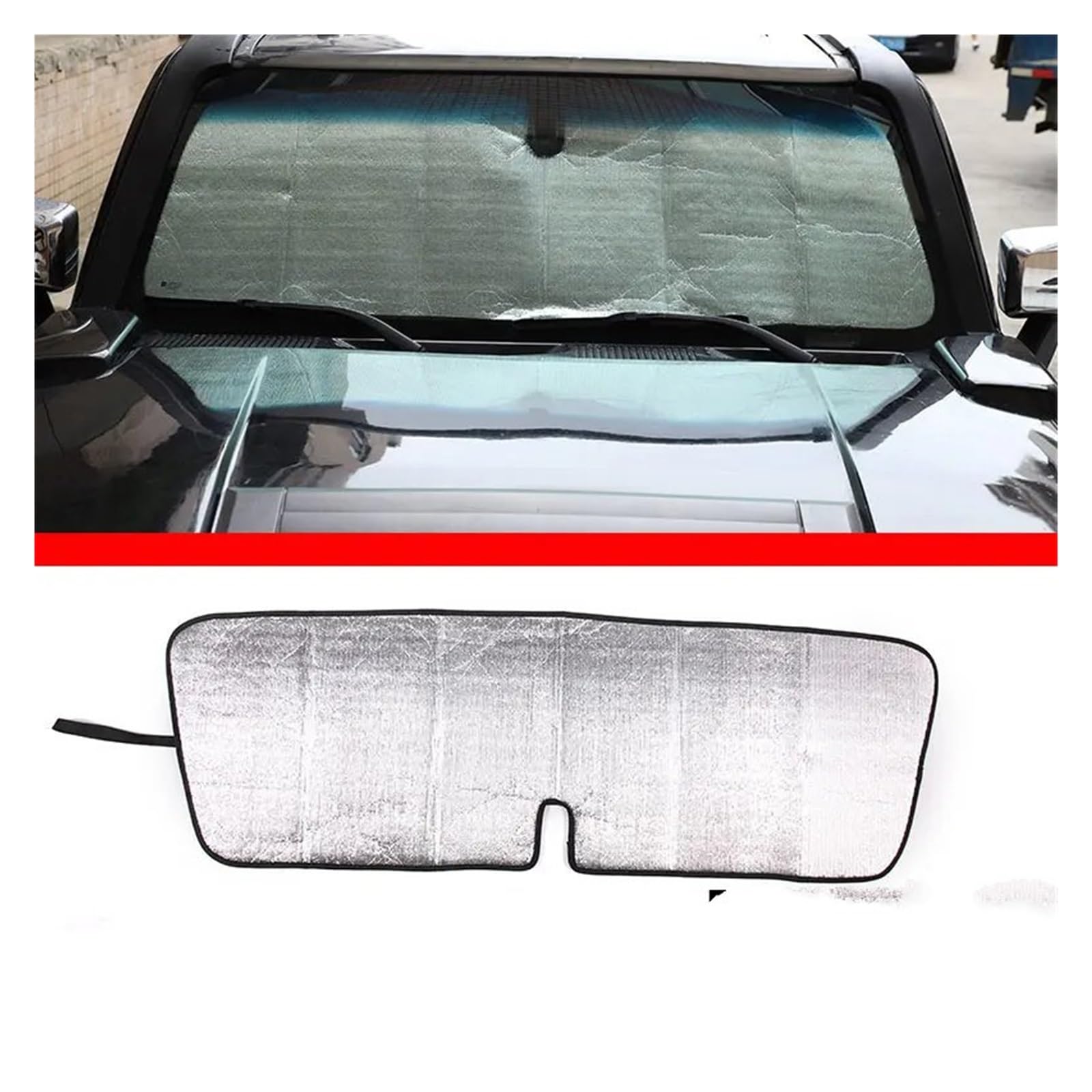 Auto Sichtschutz Fenster Für Hummer H2 H3 Aluminiumfolie Silber Auto Hocheffiziente Brechung des Sonnenlichts Frontglas-Sonnenschutz Sonnenschutzpolster Autozubehör Sonnenblende(B 1- Piece) von HYQHYX