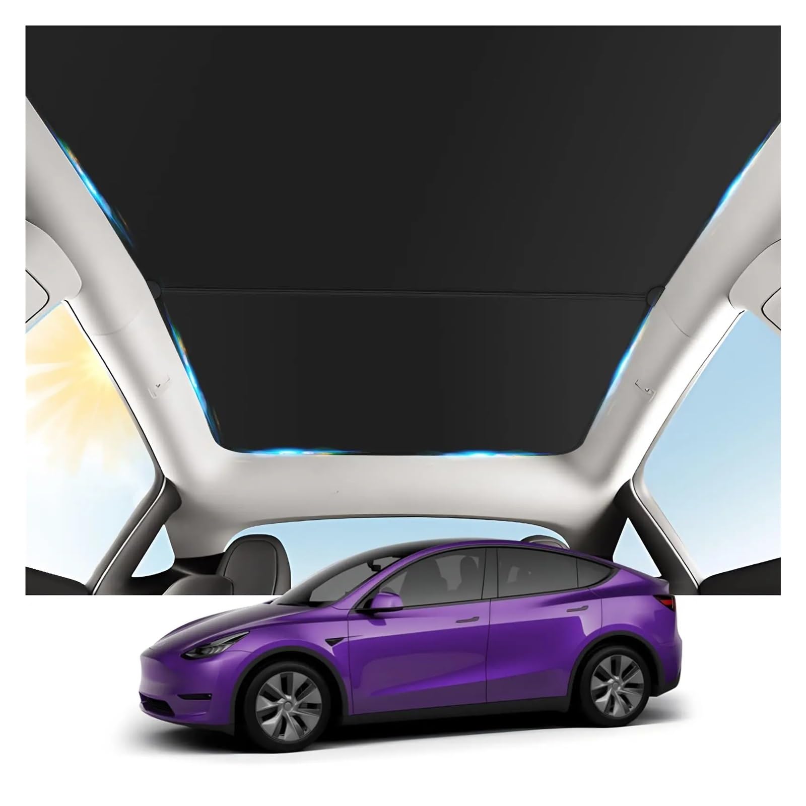 Auto Sichtschutz Fenster Für Tesla Für Modell Y 2020 2021 2022 2023 2024 No-Sag Design Dach Sonnenschutz Zubehör Sonnenschirm Dach Sonnenblende(Schwarz) von HYQHYX