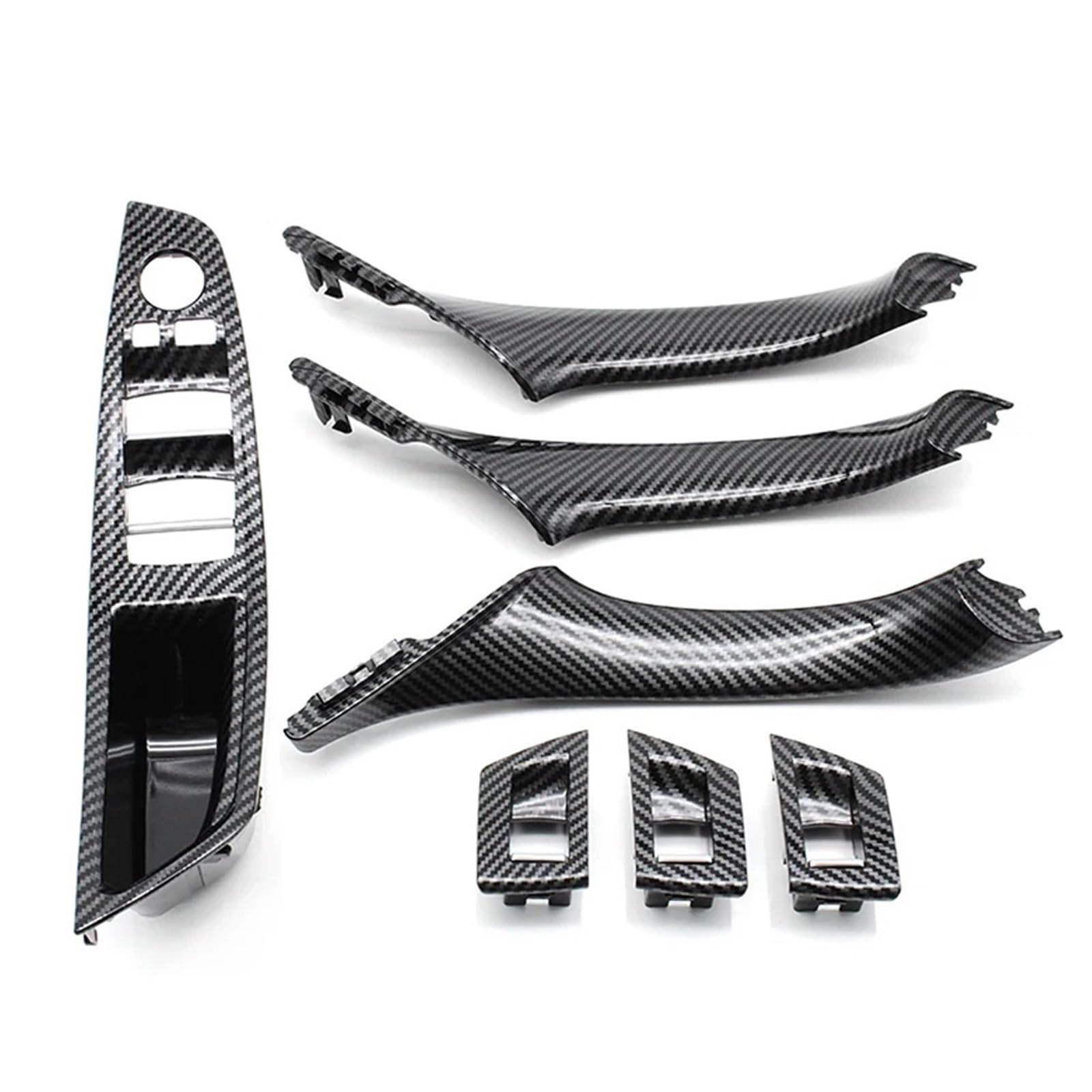 Auto Türgriff Verkleidung Für 5 Series F10 F11 520 523 525 528 530 535 2010-2017 LHD Schwarz Carbon Faser Auto Armlehne Schalter Panel Tür Pull Griff Abdeckung Trim Autoinnentürgriffe von HYQHYX