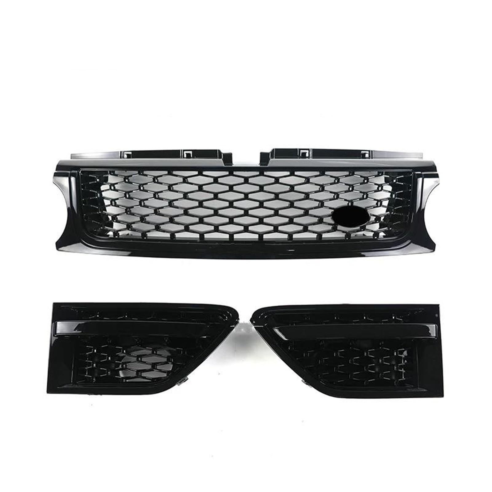 Grill 3 Stücke Auto Zubehör Für Land Für Rover Für Range Für Rover Für Sport 2010-2013 L320 Auto Front Stoßstange Grille ABS Seite Vent Abdeckung Grills Nieren Kühlergrill(Bright Black) von HYQHYX