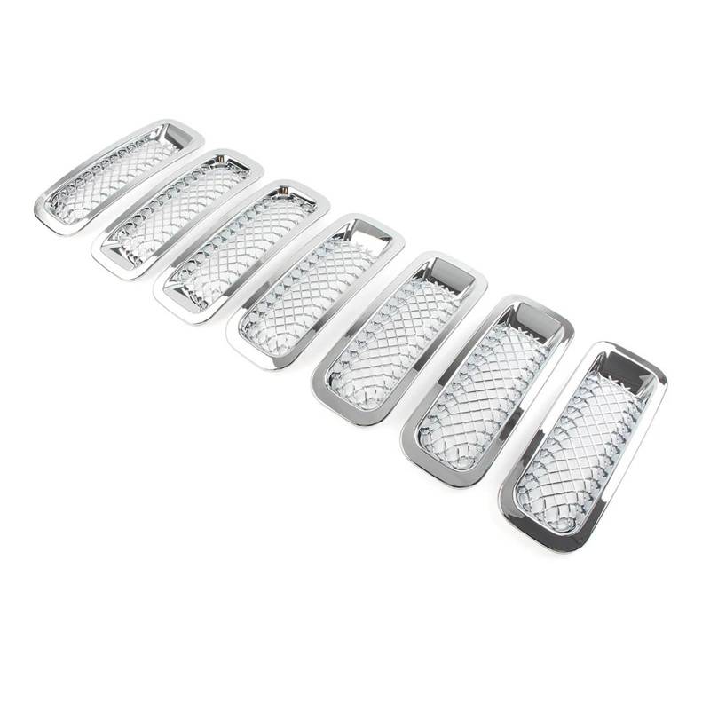 Grill 7Pcs Für Jeep Für Patriot 2011 2012 2013 2014 2015 2016 2017 Glänzend Schwarz/Chrom Auto Front Kühler Mesh Grille Grill Abdeckung Nieren Kühlergrill(Chrom) von HYQHYX