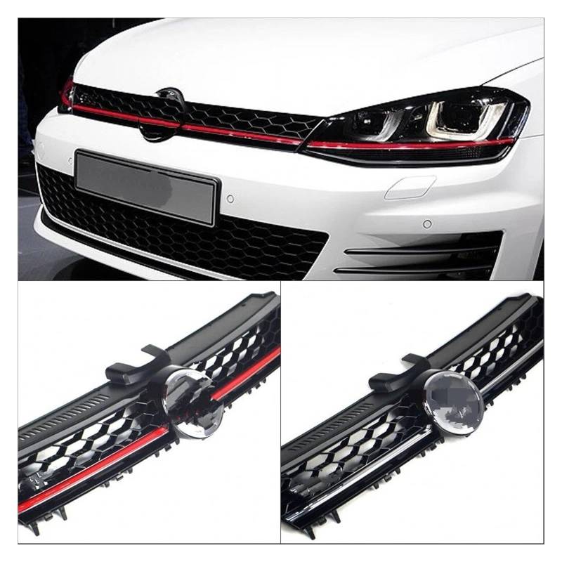 Grill Fit Für VW Für Golf 7 7,5 MK7 Modifiziert Für GTI Stil 2014 2015 2016 2019 ABS Center Grill Waben Meshed Front Racing Grille Nieren Kühlergrill(C2018-2020) von HYQHYX