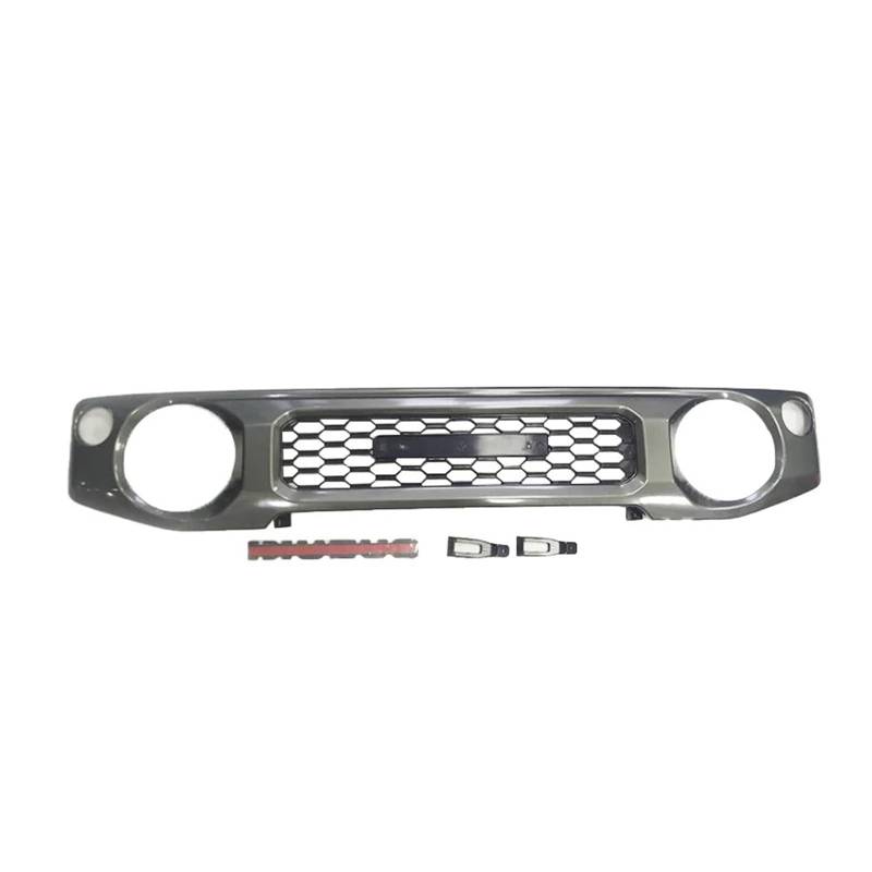 Grill Für Suzuki Für Jimny JB74 JB64 2018 2019 2021 2023 ABS Auto Front Racing Grill Stoßstange Mesh Grids Grille Nieren Kühlergrill(Gray with Badge) von HYQHYX