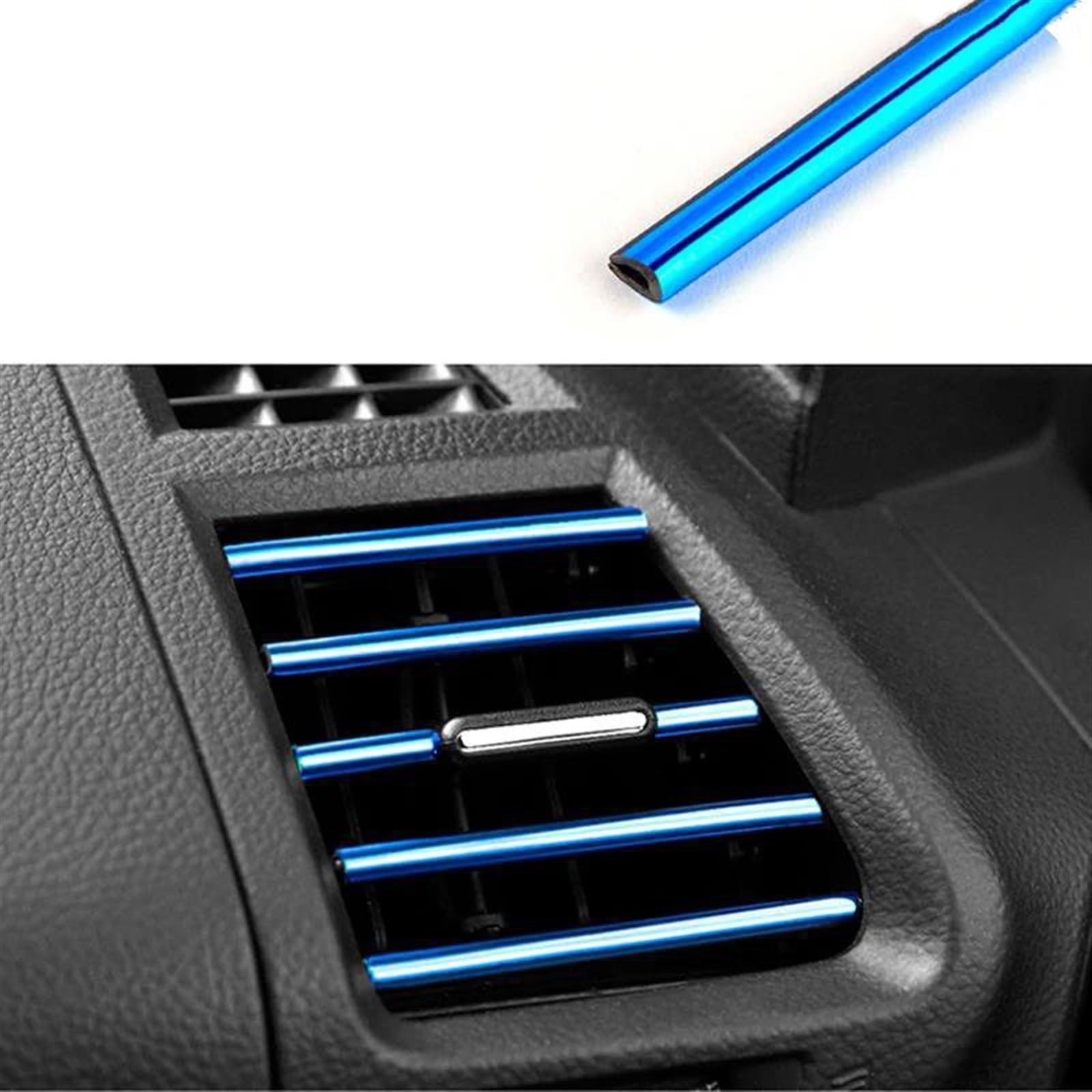 Interieurleisten Trim 10 Stück Auto Klimaanlage Outlet Dekorative Weiche Streifen Zubehör Auto Innen Grille Dekorative Streifen Universal U-förmigen Auto Styling Zierleisten(Blau) von HYQHYX