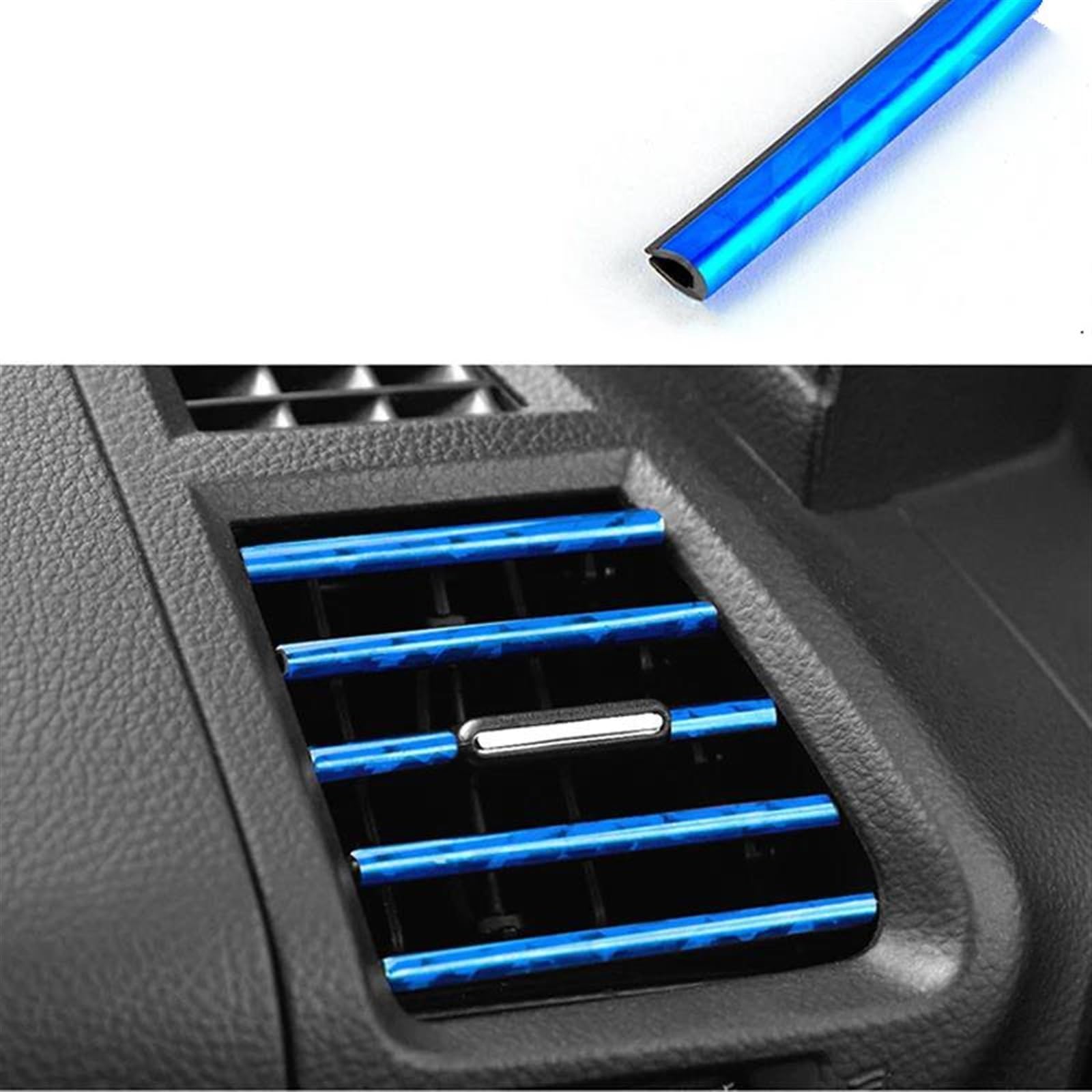 Interieurleisten Trim 10 Stück Auto Klimaanlage Outlet Dekorative Weiche Streifen Zubehör Auto Innen Grille Dekorative Streifen Universal U-förmigen Auto Styling Zierleisten(Ice Blue) von HYQHYX