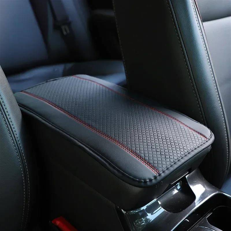 Interieurleisten Trim Auto Armlehne Box Pad Faser Leder Geprägte Doppel-Linie Nicht-Slip Zentrale Armlehne Schützen Abdeckung Universal Auto Styling Zubehör Auto Styling Zierleisten(Black Red) von HYQHYX