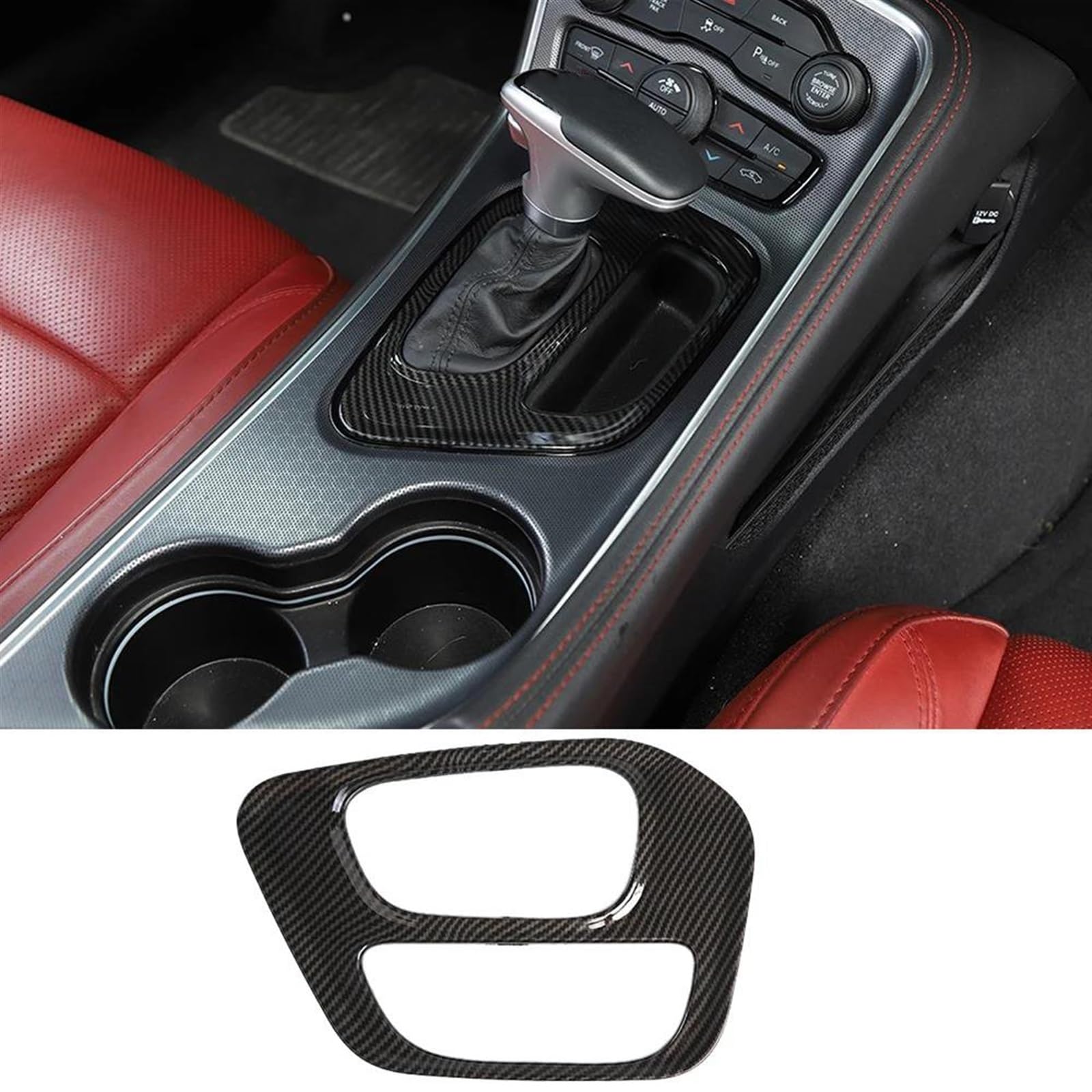 Interieurleisten Trim Auto Center Console Gear Shift Panel Dekoration Abdeckung Aufkleber Trim Für Dodge Für Challenger 2015-2022 Innenleisten Zubehör Auto Styling Zierleisten(Carbon Fiber Grain) von HYQHYX