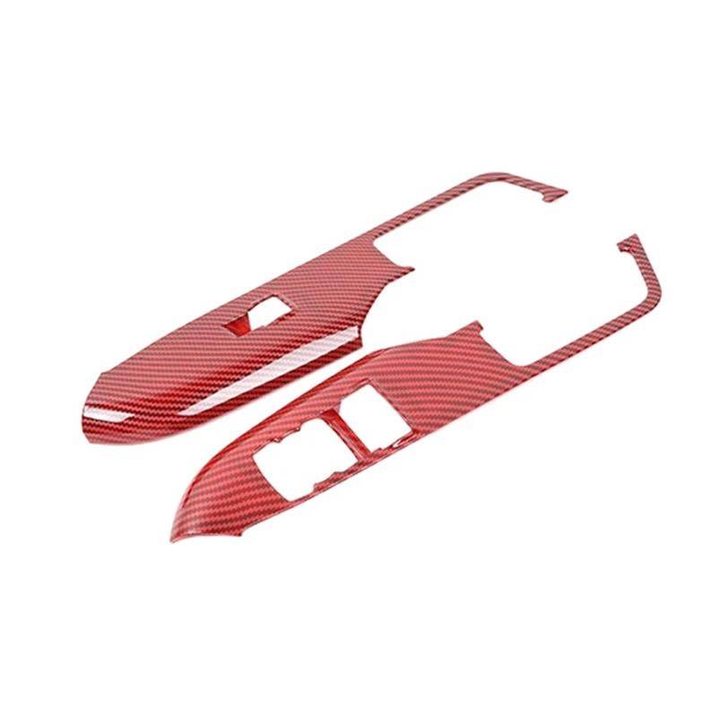 Interieurleisten Trim Autotürgriff Armlehne Panel Fensterheber Schalter Knopf Dekoration Rahmenabdeckung Für Ford Für Mustang 2015 2016 2017 2018 Up Auto Styling Zierleisten(Red Carbon Fiber) von HYQHYX