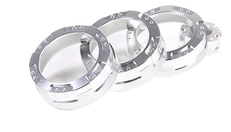 Interieurleisten Trim Für Jaguar Für F-Typ 2013-2022 Aluminium Legierung Zentrale Steuerung AC Klimaanlage Schalter Volume Tone Knopf Taste Ring Zubehör Auto Styling Zierleisten(Mecha Silver) von HYQHYX