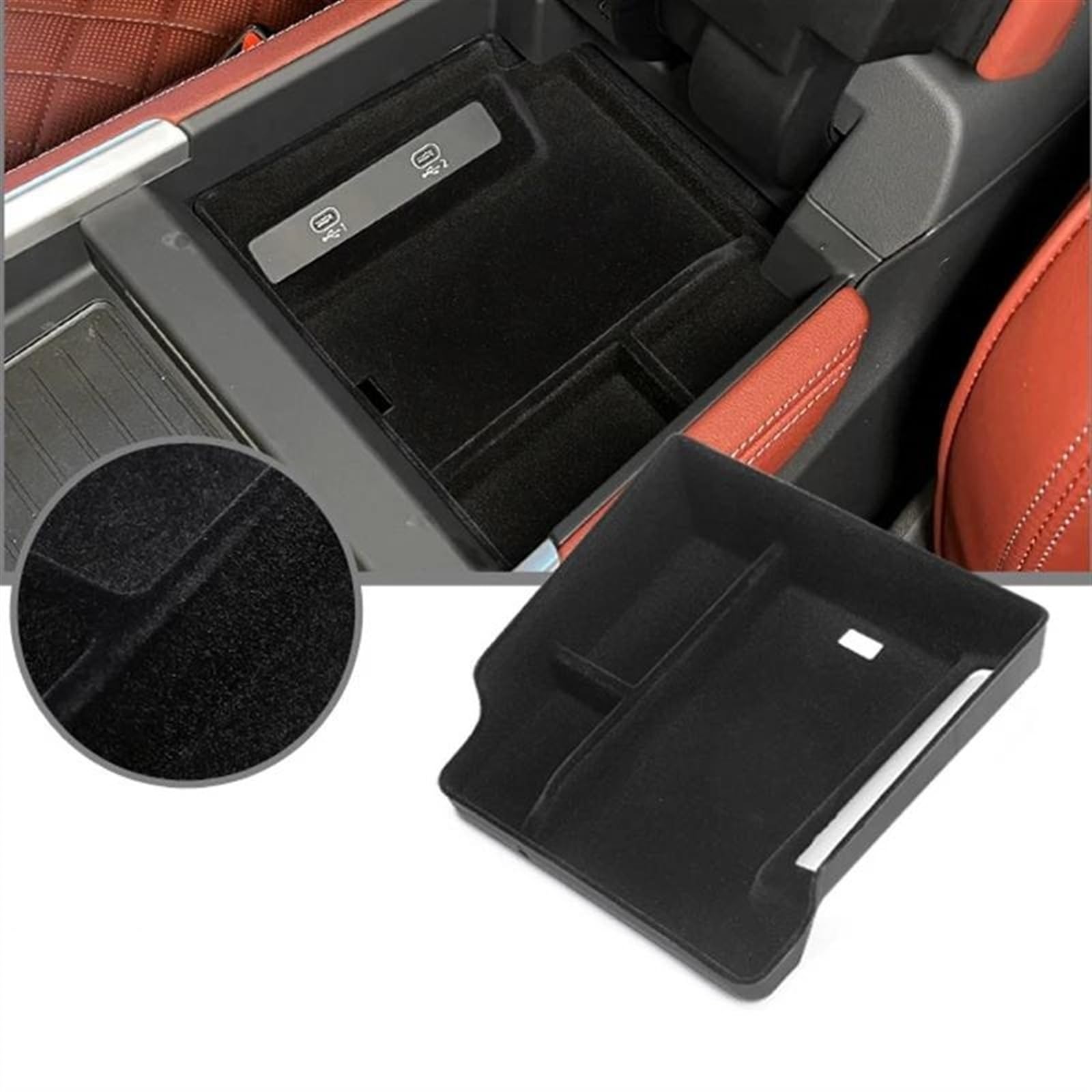 Mittelarmlehne Für Q6 2023 Auto Center Console Armlehne Lagerung Box Zentrale Lagerung Organizer Container Fach Handbremse Organizer(Flocking Style) von HYQHYX