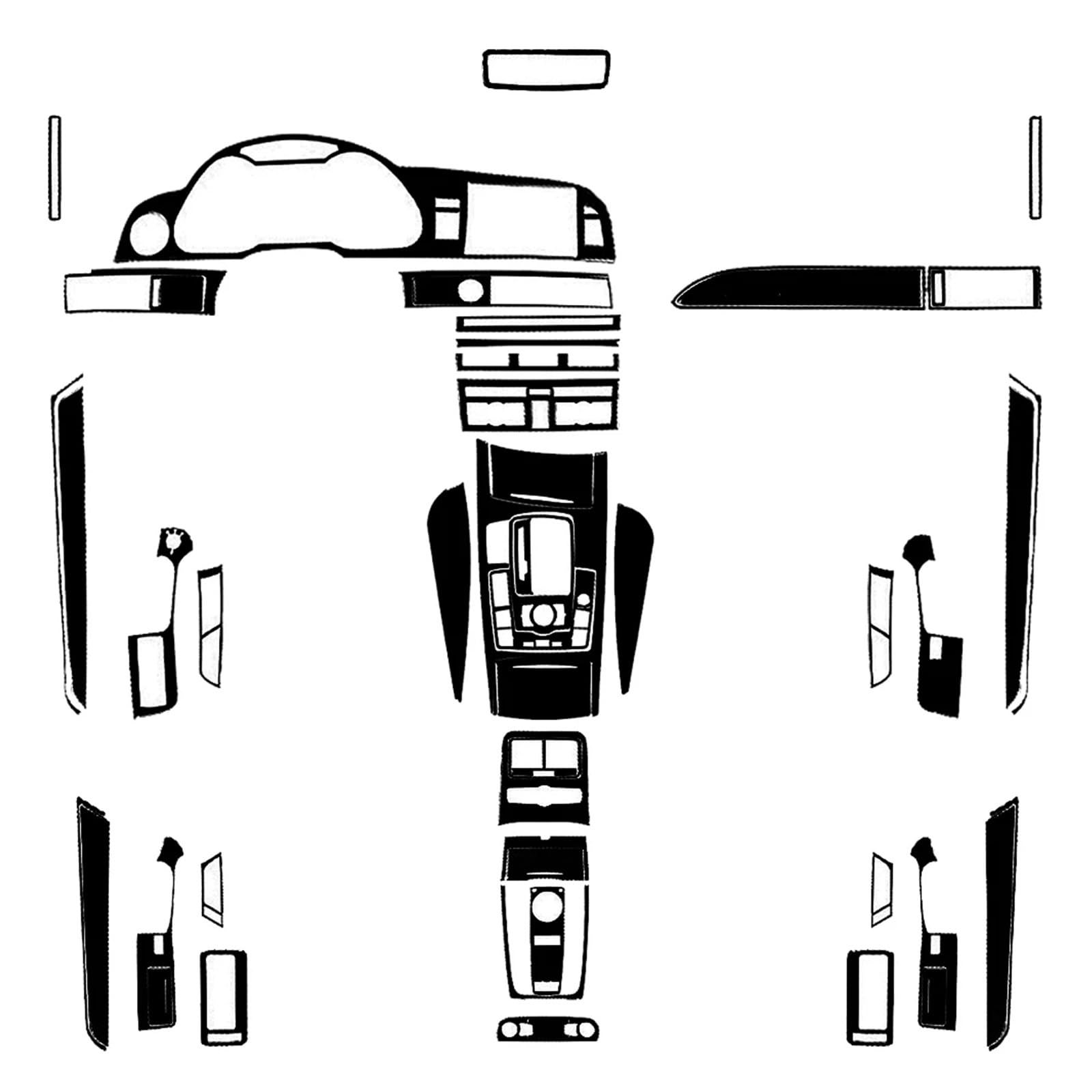 Panel Abdeckung Trim Für A6 C6 S6 2007-2015, Piano Black, Gangschaltung, Luftauslass, Tacho, Lenkrad, Fensterheber, Anzug, Auto-Innenaufkleber Panel Dekoration Trim(43) von HYQHYX