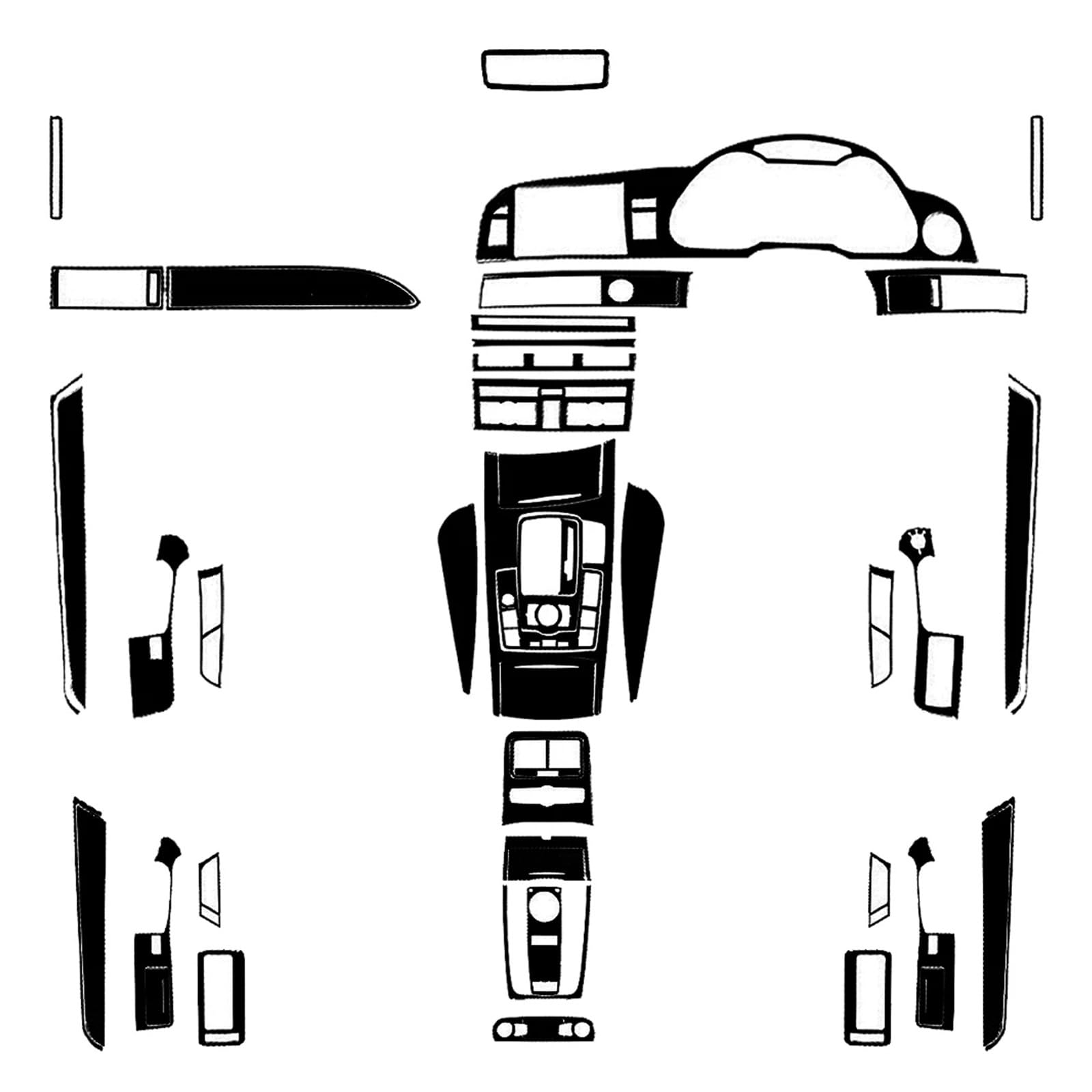 Panel Abdeckung Trim Für A6 C6 S6 2007-2015, Piano Black, Gangschaltung, Luftauslass, Tacho, Lenkrad, Fensterheber, Anzug, Auto-Innenaufkleber Panel Dekoration Trim(44) von HYQHYX