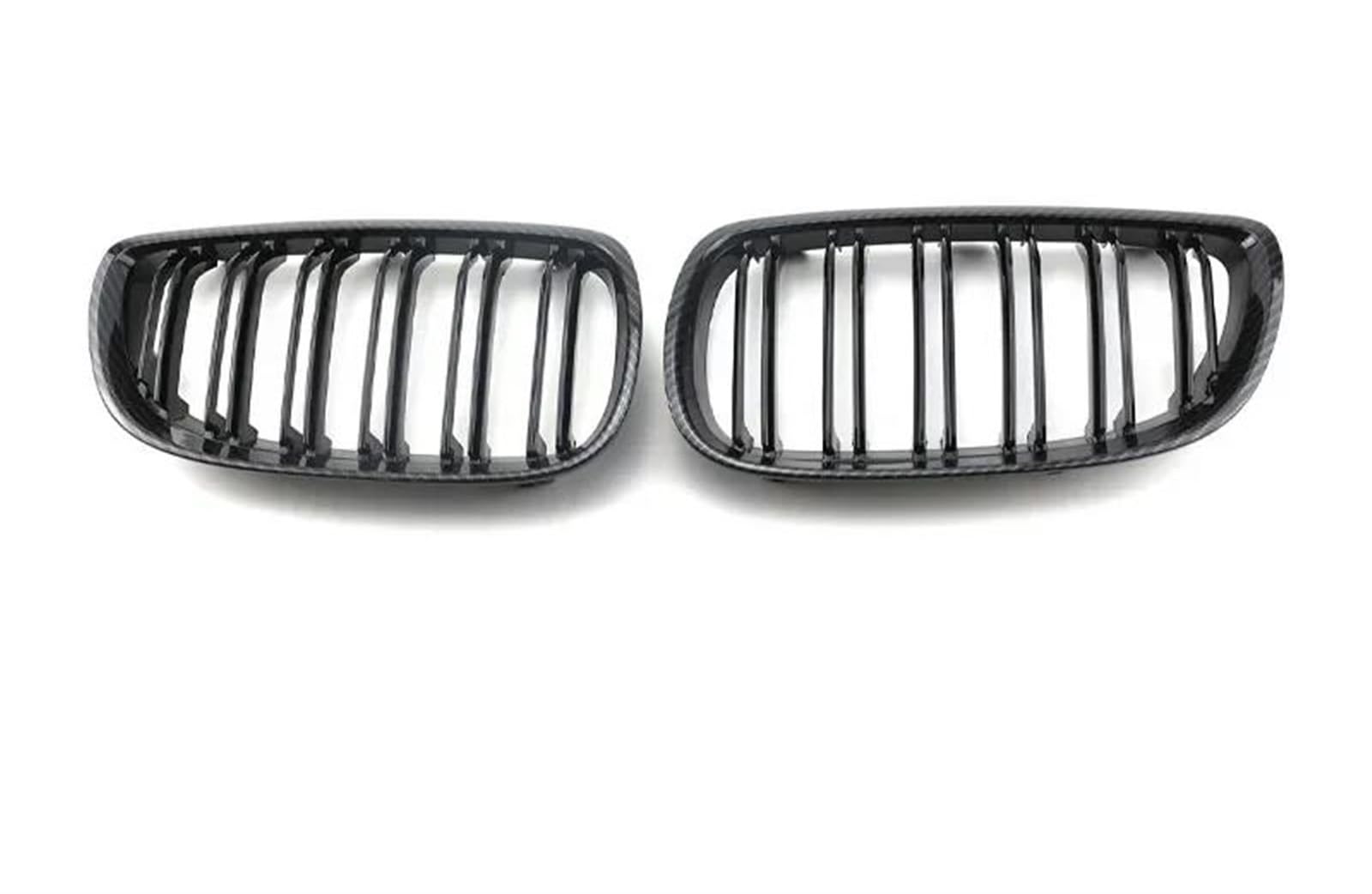 Vorne Kapuze Kühlergrill Frontstoßstangen-Nierengrill, Schwarz Glänzend, Doppellinien-Kühlergrill, Auto-Styling, Renngitter Für E92 E93, Für M3 2006 2007 2008 2009 Auto Luftgitter(Dual Carbon Look) von HYQHYX