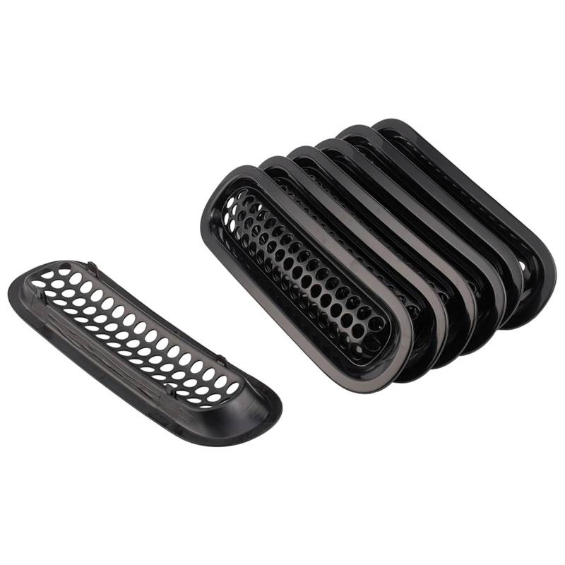 Vorne Kapuze Kühlergrill Für Jeep Für Wrangler Für JK 2007 2008 2009 2010 2011 2012 2013 2014 2015 2016 2017 ABS Front Grill Mesh Racing Grille Kit Auto Luftgitter(Glossy Black) von HYQHYX