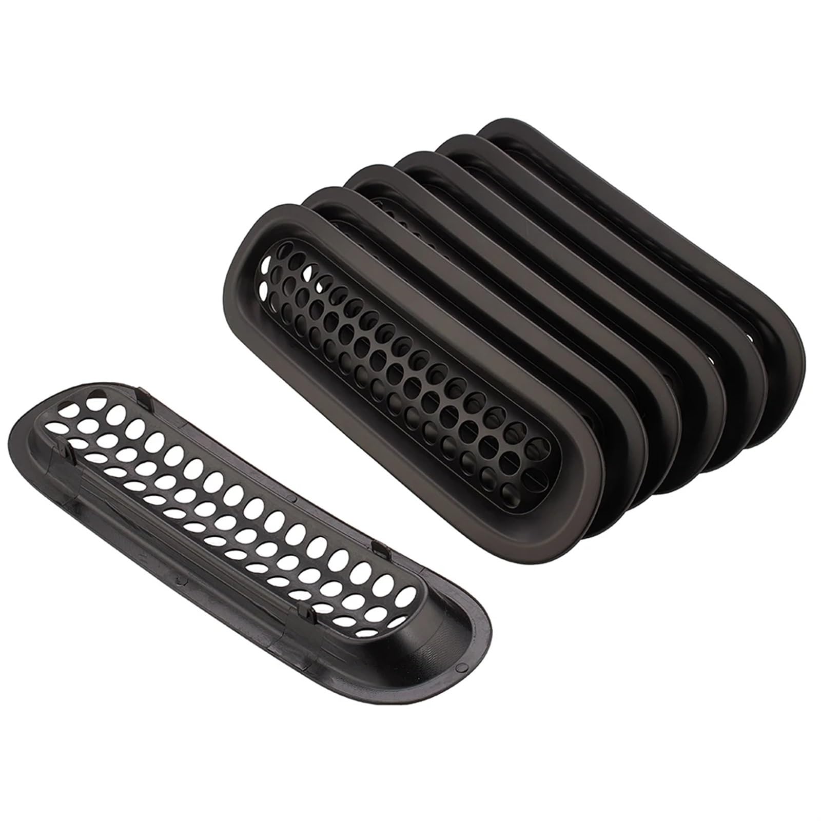 Vorne Kapuze Kühlergrill Für Jeep Für Wrangler Für JK 2007 2008 2009 2010 2011 2012 2013 2014 2015 2016 2017 ABS Front Grill Mesh Racing Grille Kit Auto Luftgitter(Matt-schwarz) von HYQHYX