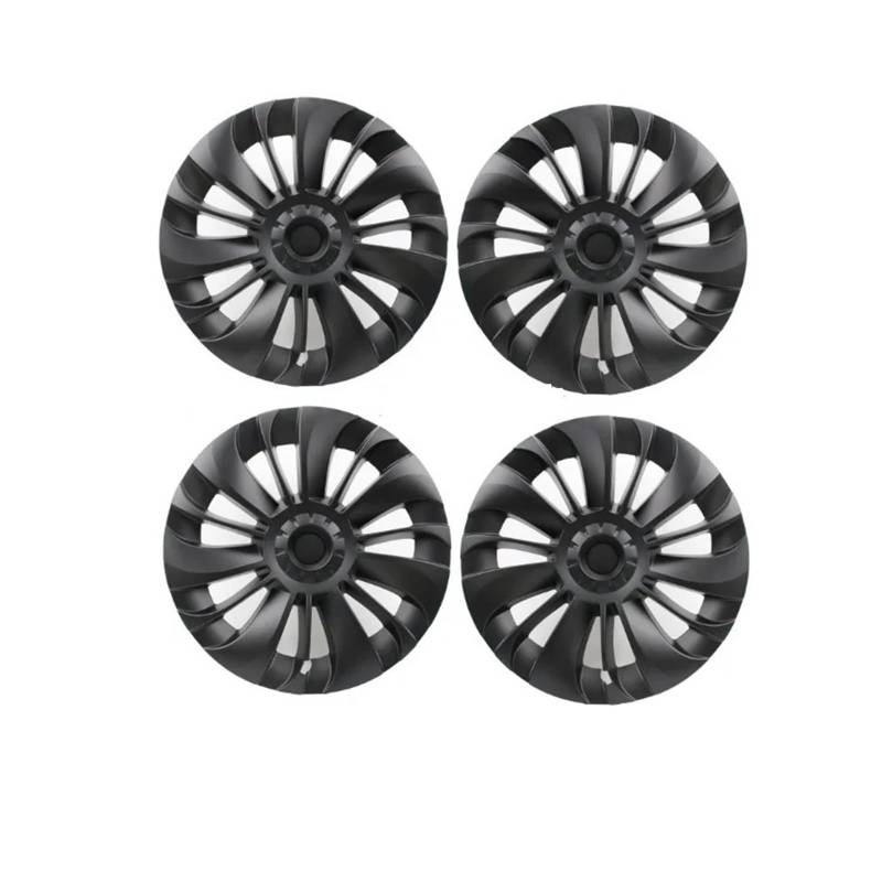 HYQOUKLR 4PCS 19 Zoll Radkappen kompatibel for Tesla Model Y Radabdeckung Leistung Ersatz Radnabenkappe Vollrandabdeckung Zubehör 2018-2023(Matte Black) von HYQOUKLR