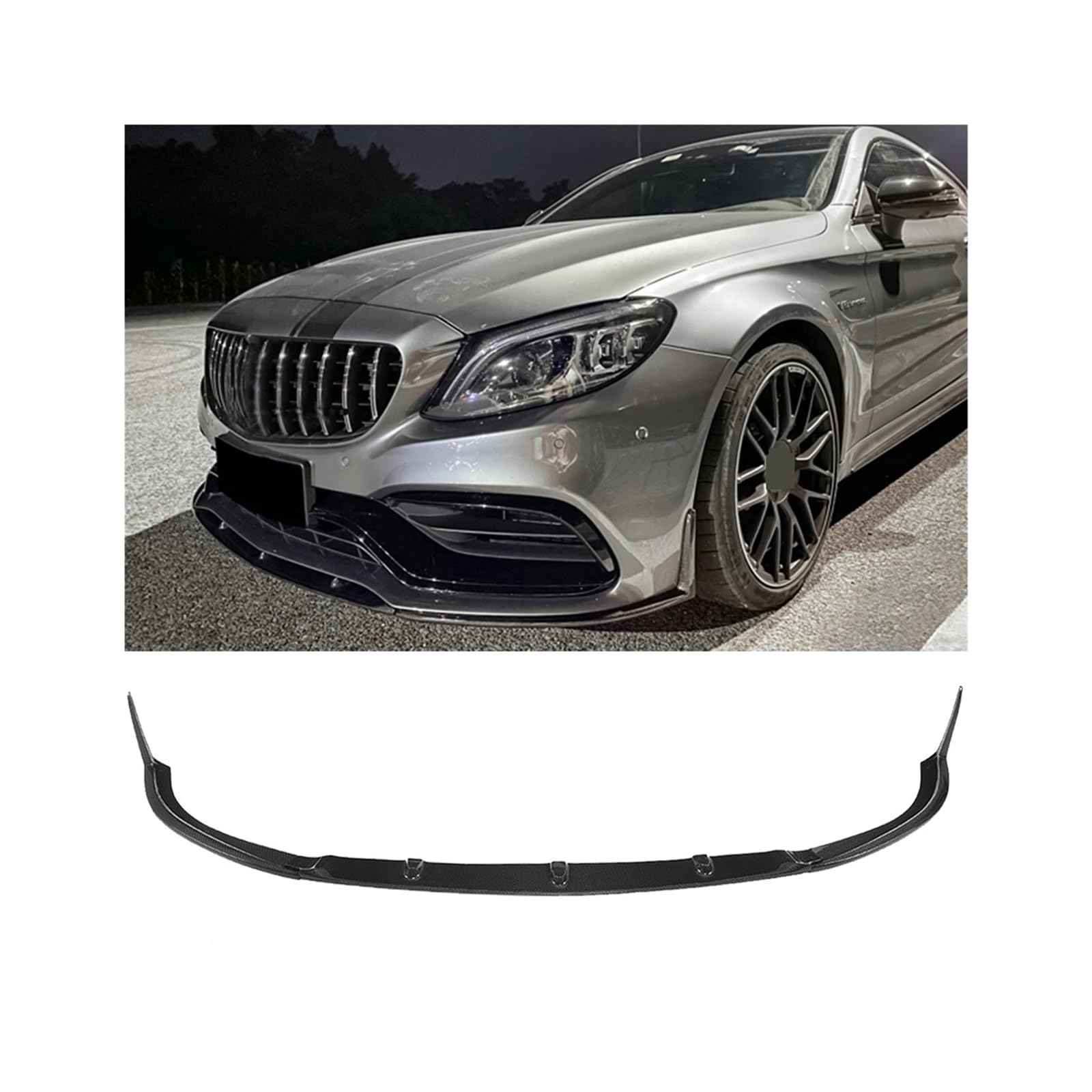 HYQOUKLR Auto-Frontstoßstangenlippe, kompatibel mit Mercedes-Benz C-Klasse C205 C63 AMG Coupe 2-Türer 2015–2019, Frontlippenspoiler-Schutz, Kohlefaser(FRP Matte Black) von HYQOUKLR