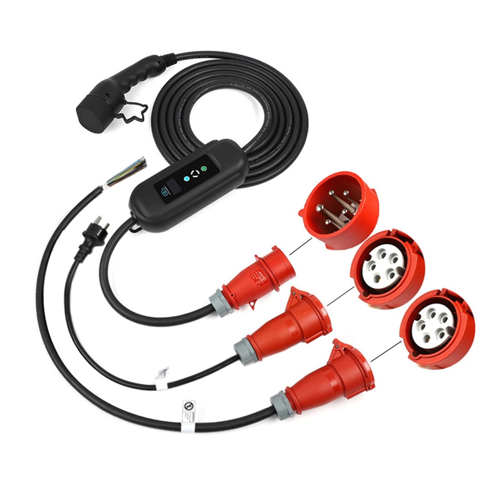 HYQOUKLR EV-Ladekabel, 11 kW, 16 A, Typ 2, EVSE, Ladebox, Elektroauto-Ladegerät, CEE-sicheres Laden (5 Meter mit Adaptern) von HYQOUKLR