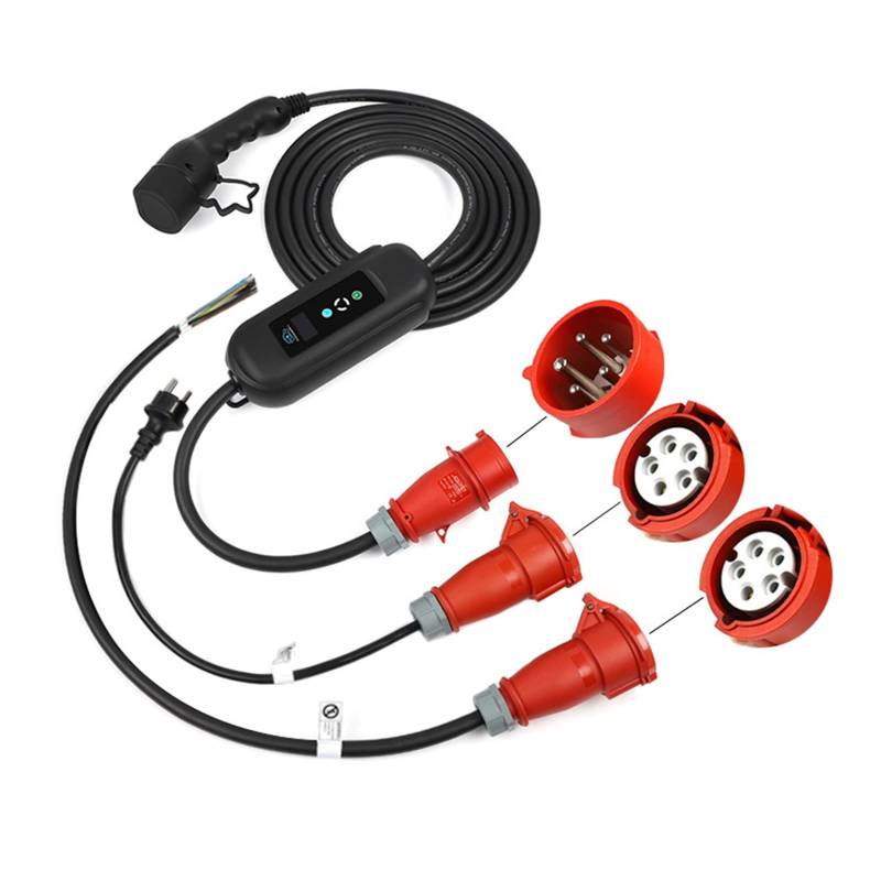 HYQOUKLR EV-Ladekabel, 11 kW, 16 A, Typ 2, EVSE-Ladebox, Elektroauto-Ladegerät, CEE-sicheres Laden (10 Meter mit Adaptern) von HYQOUKLR