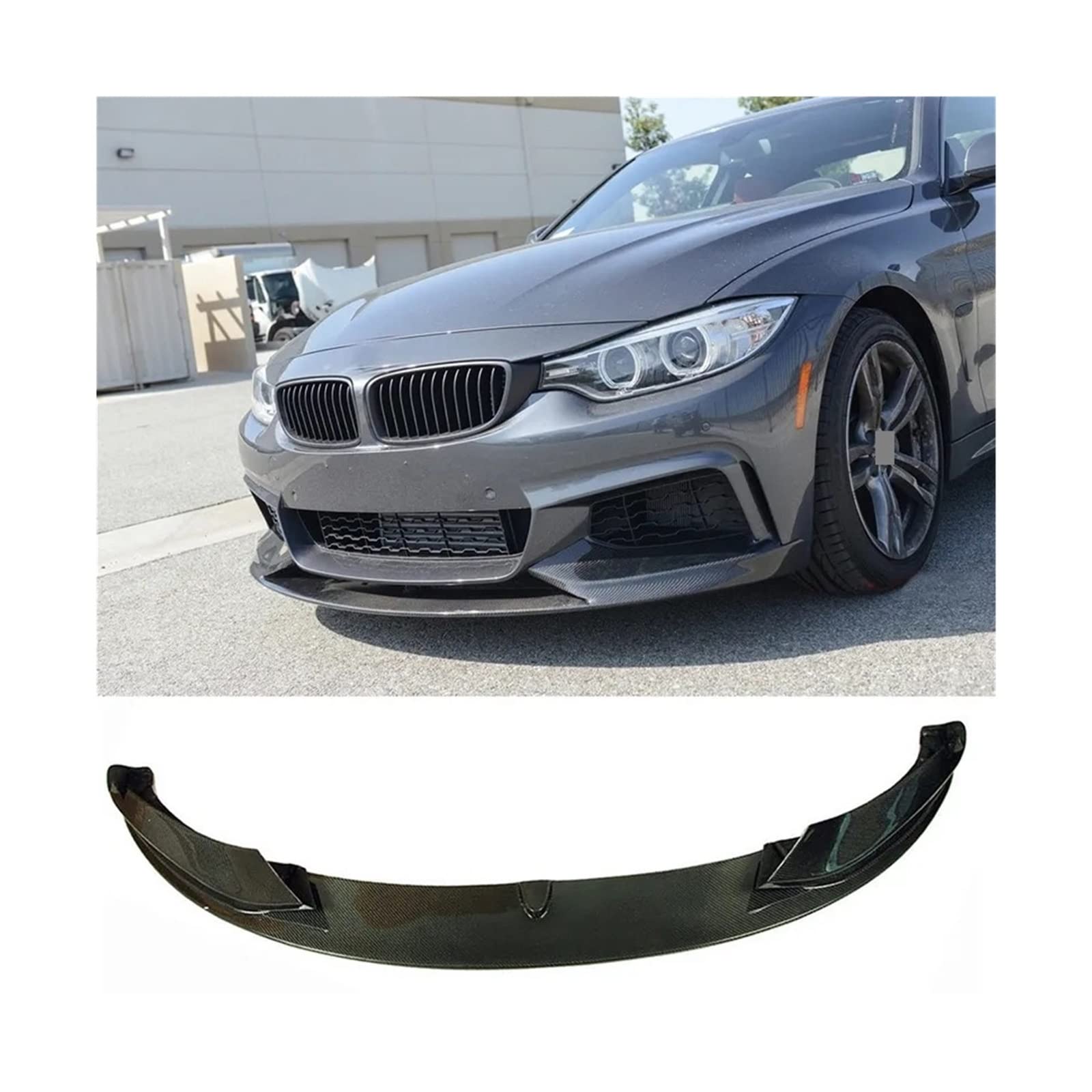 HYQOUKLR Frontstoßstangenlippenspoiler Splitter Frontstoßstangenlippe FD Autospoiler kompatibel for BMW 4er F32 F33 MM-Tech 2014–2020(Bright Black) von HYQOUKLR