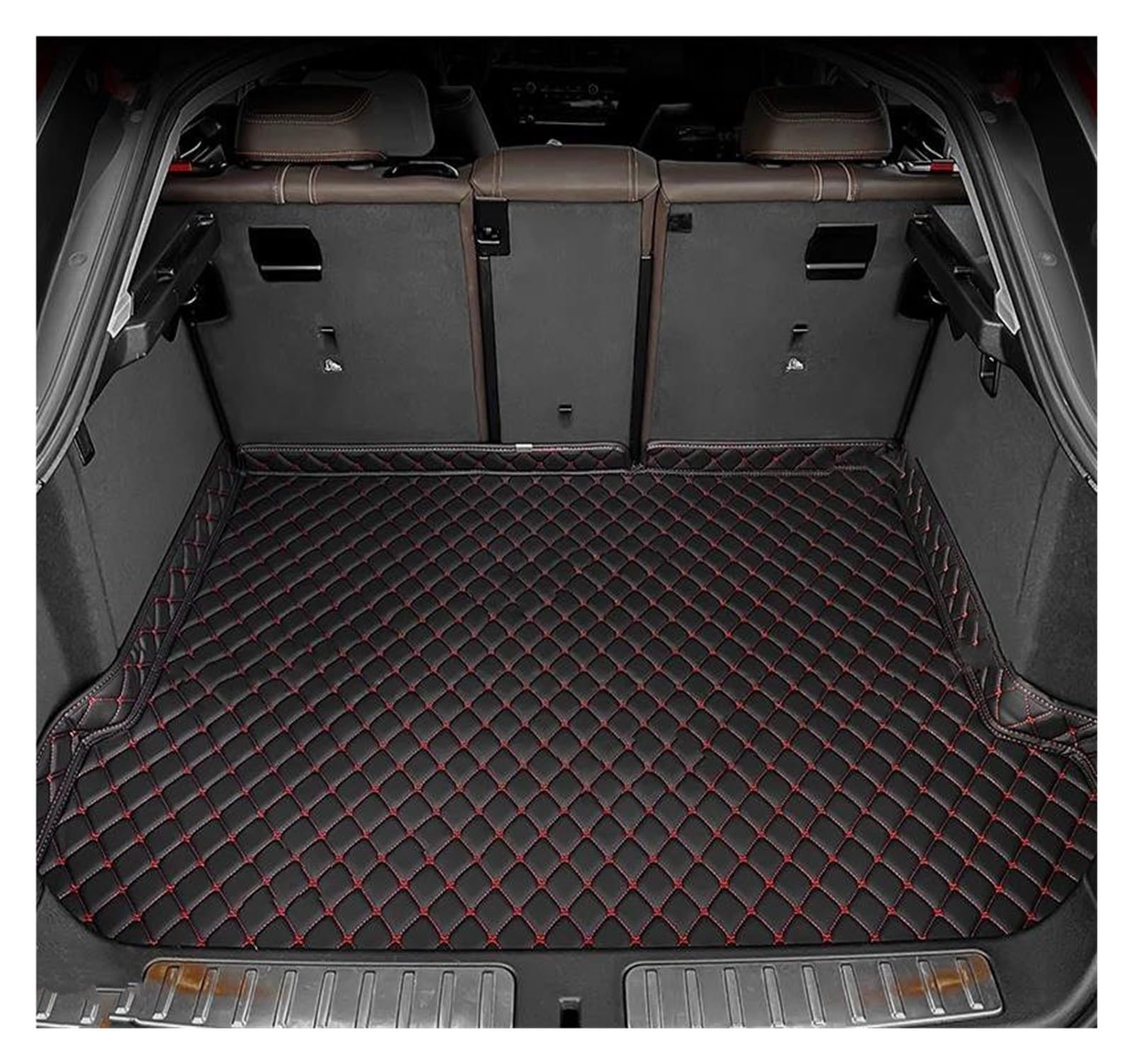 HYQOUKLR Kofferraummatten für Jaguar für XE 2015 2016 2017 2018 Cargo Liner Teppich Innenraum Antifouling Pads Zubehör Auto Kofferraummatte (schwarz rot) von HYQOUKLR