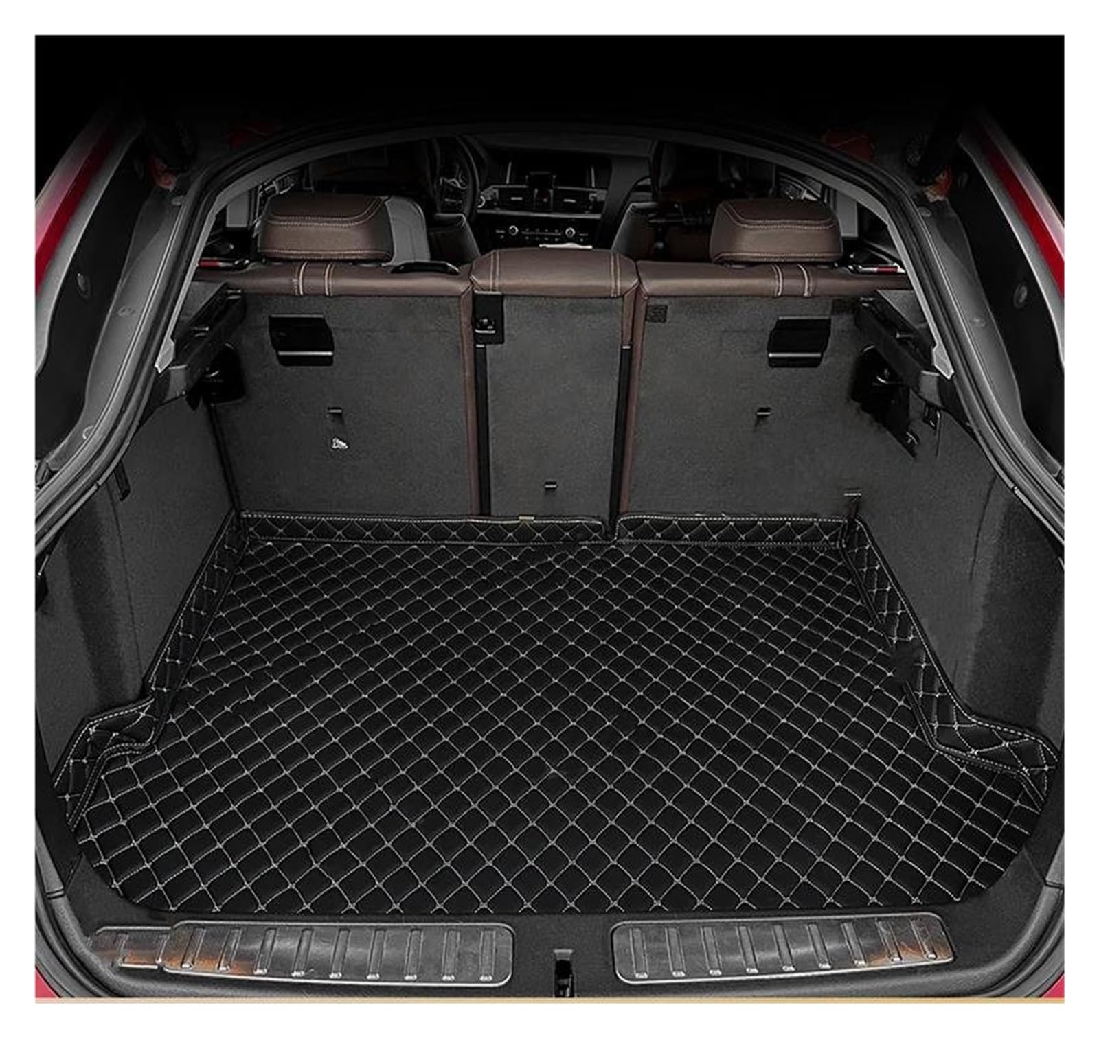 HYQOUKLR Kofferraummatten für Jaguar für XE 2015 2016 2017 2018 Cargo Liner Teppich Innenraum Antifouling Pads Zubehör Kofferraum Matte Auto Kofferraum Matte (Schwarz Beige) von HYQOUKLR