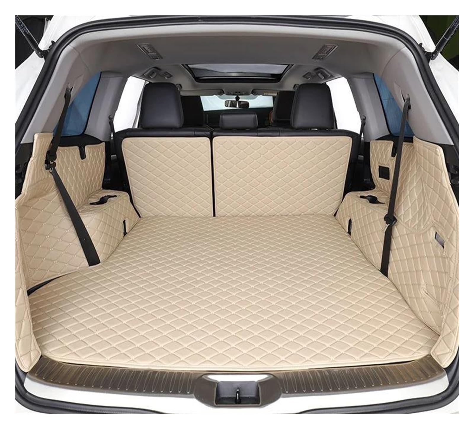 HYQOUKLR Kofferraummatten für X5 für E53 Fünfsitze 2004 2005 2006 2007 Cargo Liner Innenteile Zubehör Kofferraum Antifouling Pads Auto Kofferraummatte (Beige komplettes Set) von HYQOUKLR