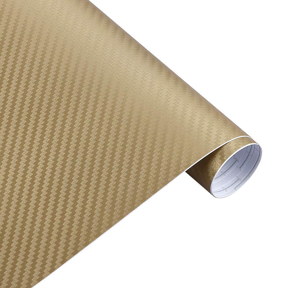 Selbstklebende Lackschutzfolie Vinyl, 127 cm x 15 cm Auto Carbon Fiber Vinyl Film Carbon Auto Wrap Blatt Rolle Film Papier Motorrad Auto Aufkleber aufkleber Zubehör(Gold) von HYQOUKLR