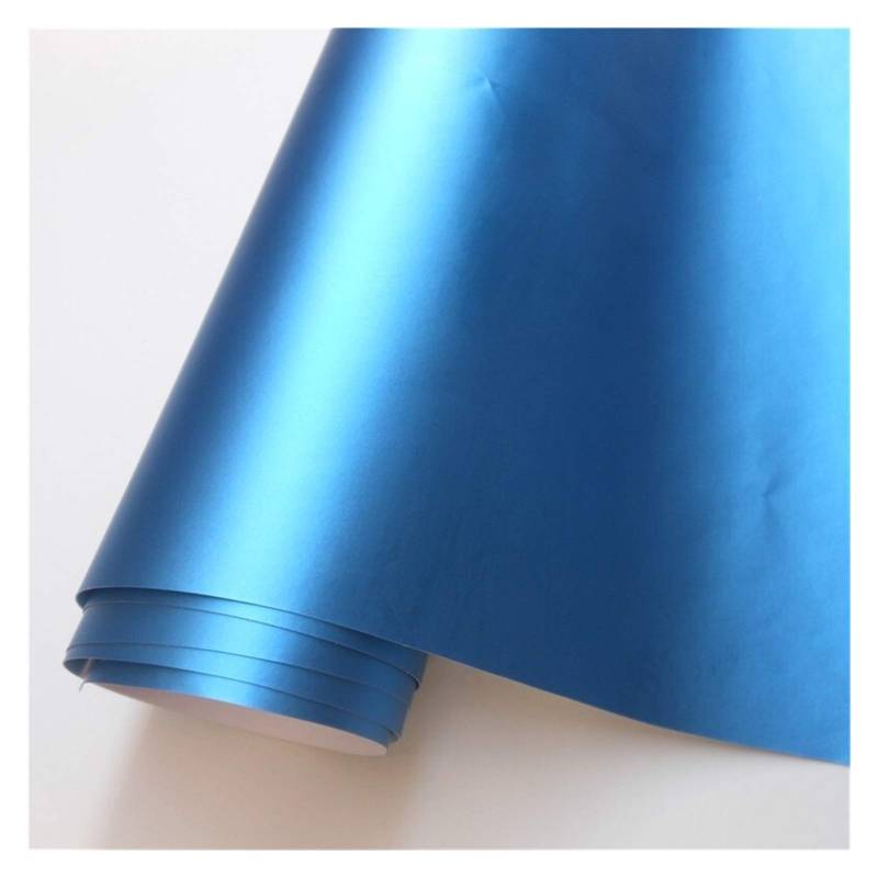 Selbstklebende Lackschutzfolie Vinyl, 14 Farbe Matt Satin Vinyl Film Aufkleber Aufkleber Blase Auto Verpackungsfolie(Aluminum Blue,152X50 cm) von HYQOUKLR