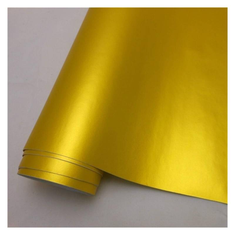 HYQOUKLR Selbstklebende Lackschutzfolie Vinyl, 14 Farbe Matt Satin Vinyl Film Aufkleber Aufkleber Blase Auto Verpackungsfolie(Gold,152X20 cm) von HYQOUKLR